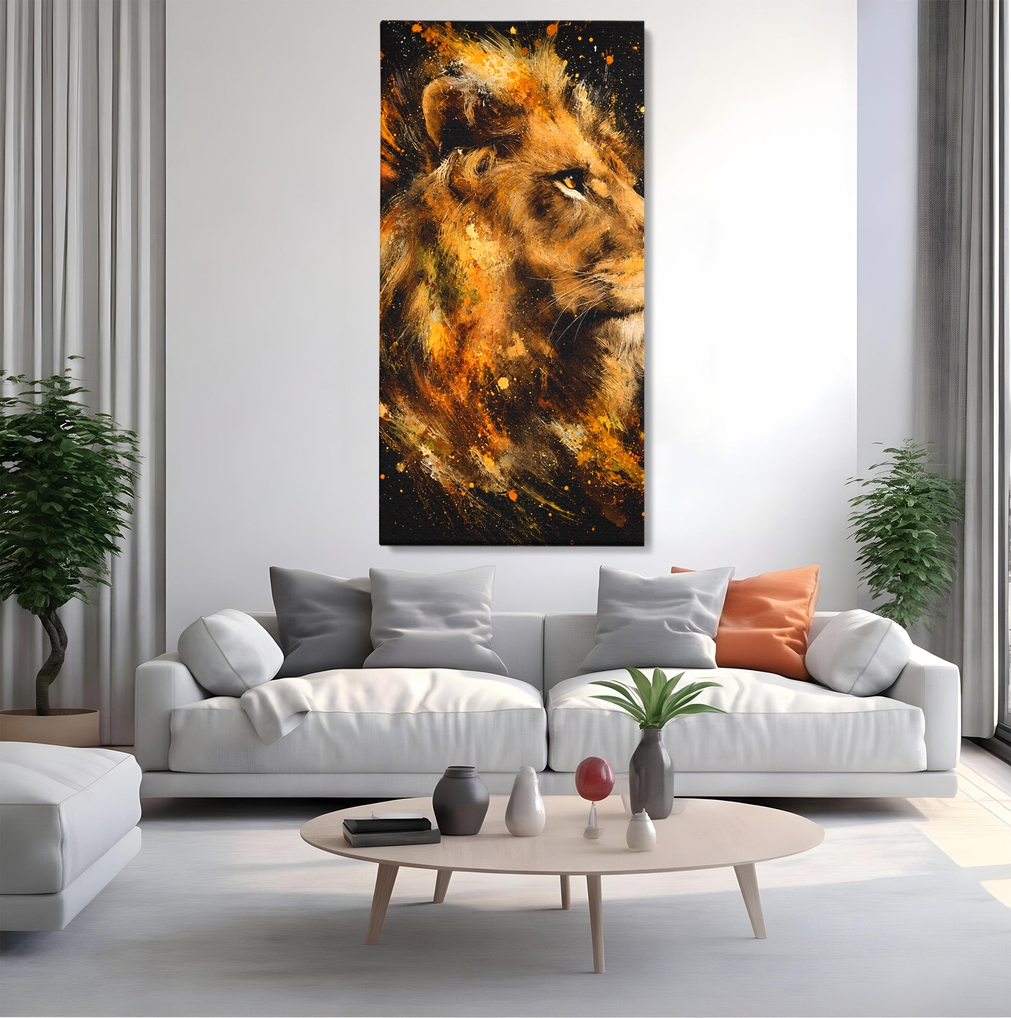 Tablou Canvas Premium LuxCanva® M1560, Privirea Leului, Leu, Portret, Animale, Putere, Living, Culori Vibrante