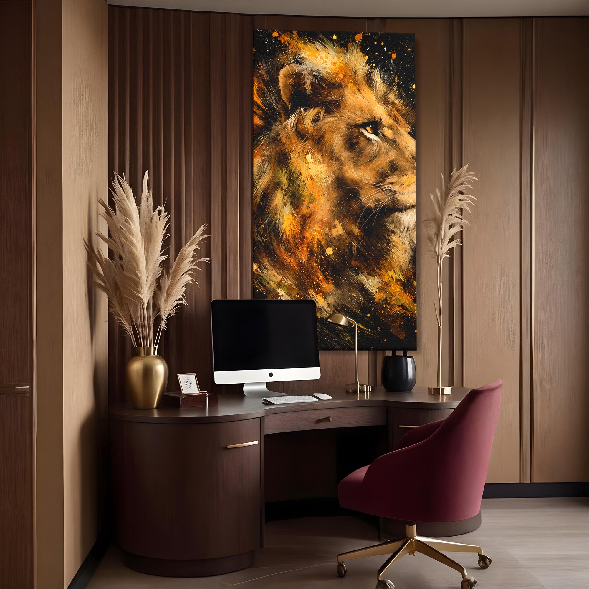 Tablou Canvas Premium LuxCanva® M1560, Privirea Leului, Leu, Portret, Animale, Putere, Living, Culori Vibrante