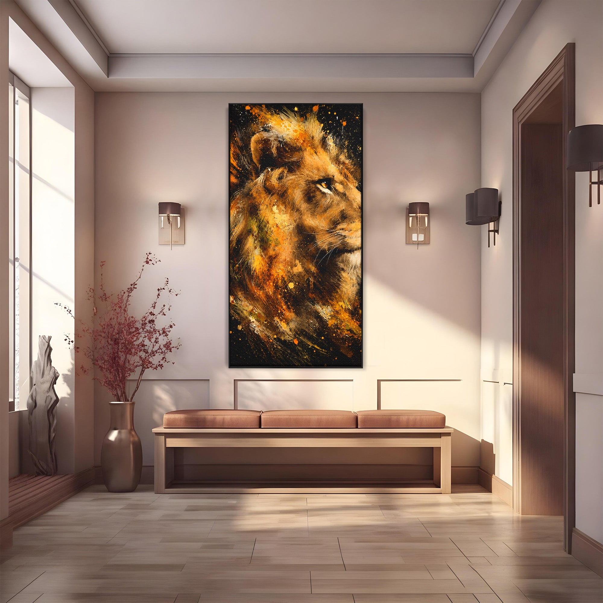 Tablou Canvas Premium LuxCanva® M1560, Privirea Leului, Leu, Portret, Animale, Putere, Living, Culori Vibrante