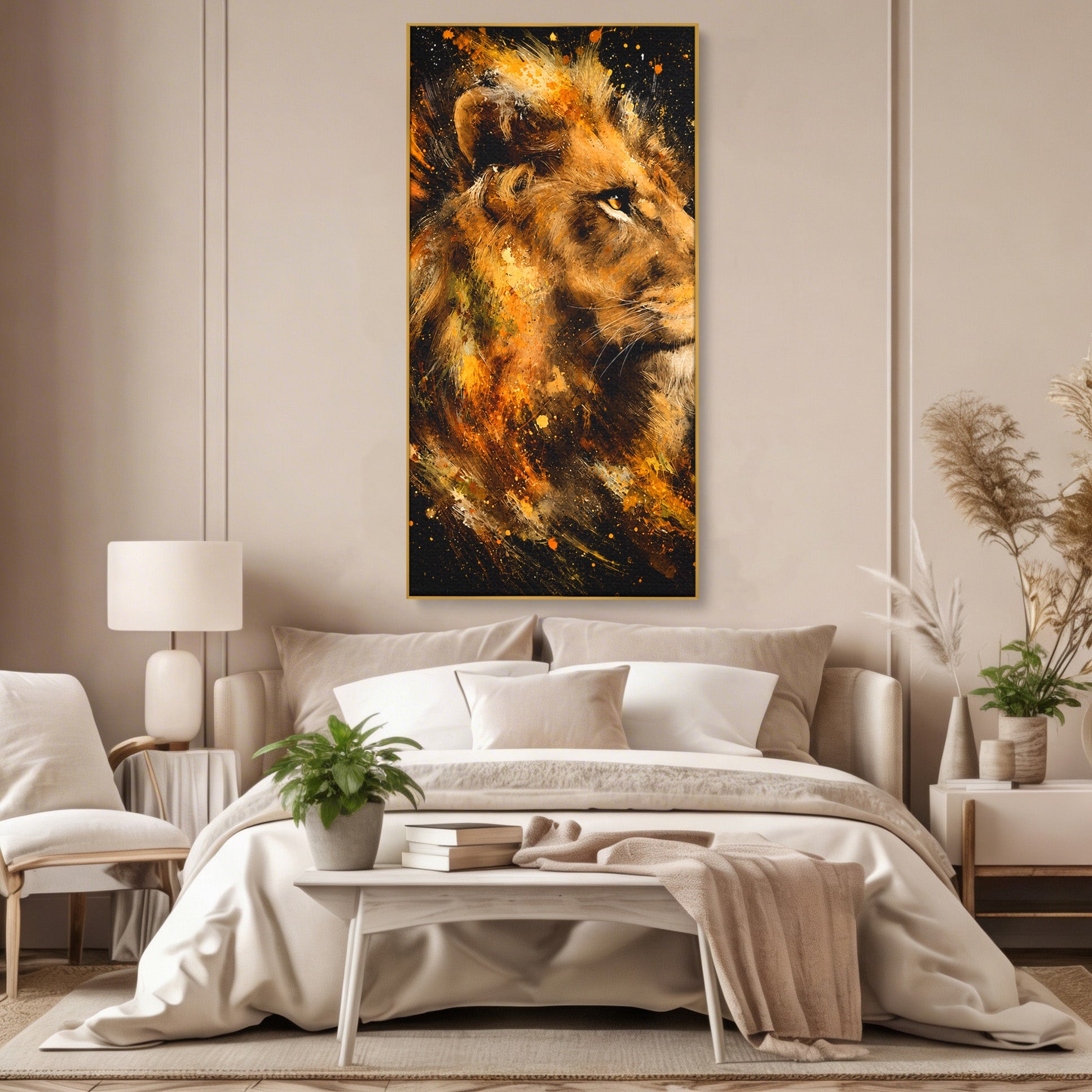 Tablou Canvas Premium LuxCanva® M1560, Privirea Leului, Leu, Portret, Animale, Putere, Living, Culori Vibrante