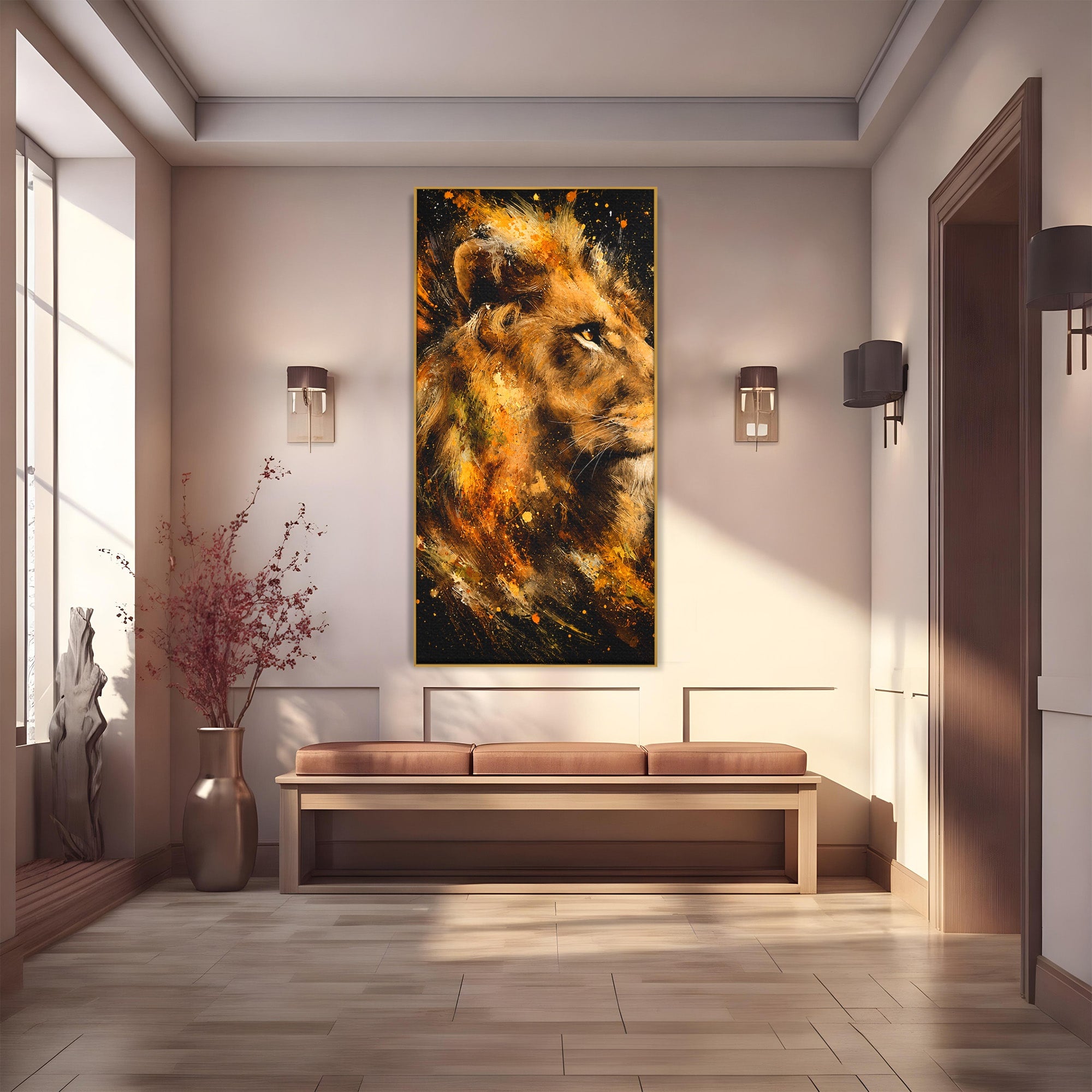 Tablou Canvas Premium LuxCanva® M1560, Privirea Leului, Leu, Portret, Animale, Putere, Living, Culori Vibrante