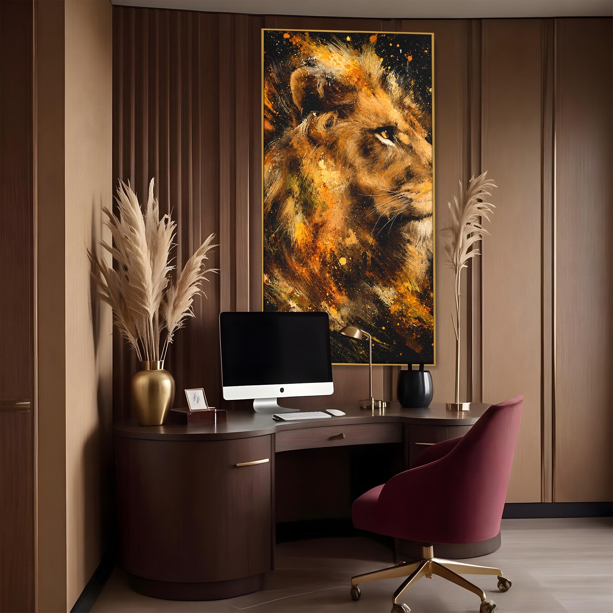 Tablou Canvas Premium LuxCanva® M1560, Privirea Leului, Leu, Portret, Animale, Putere, Living, Culori Vibrante