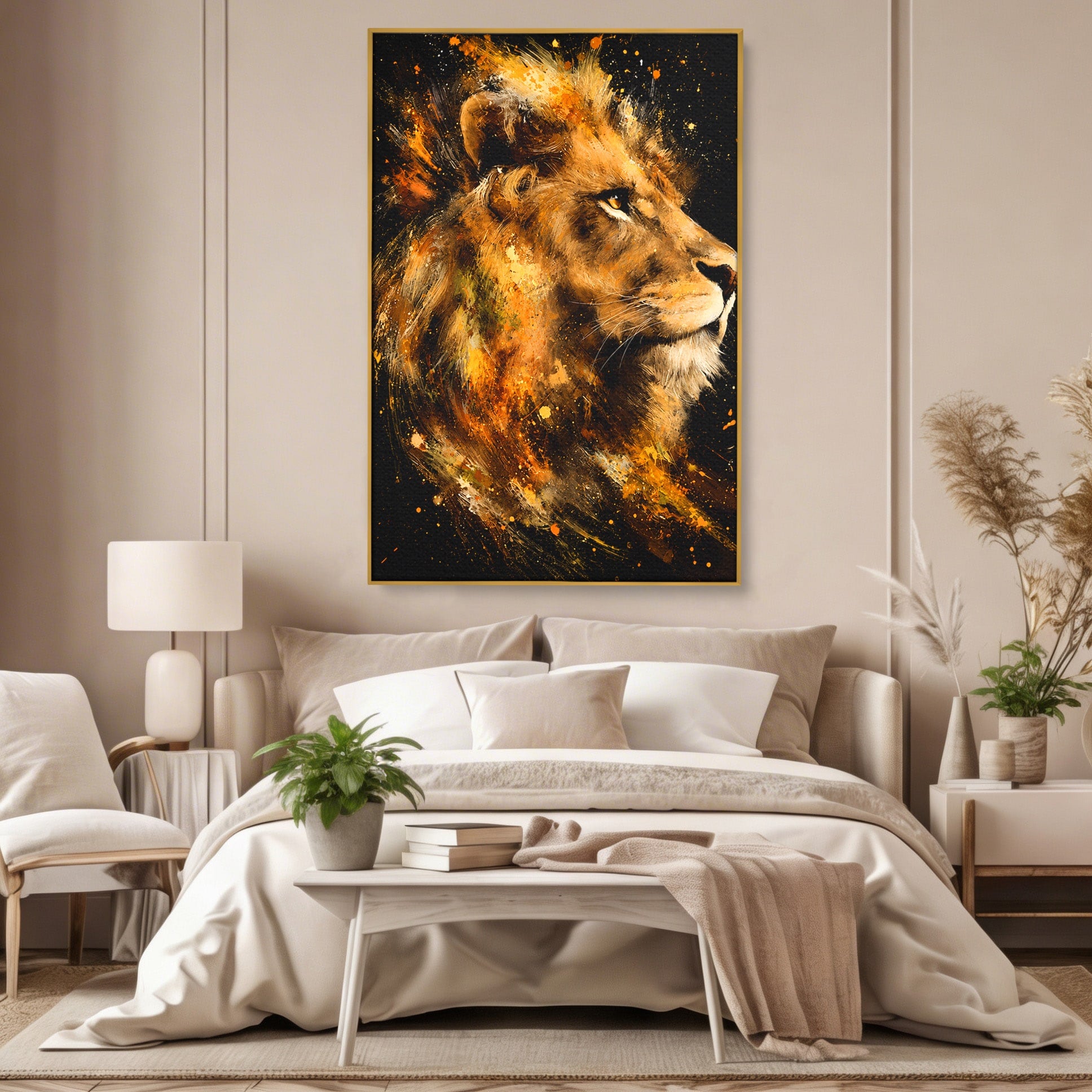 Tablou Canvas Premium LuxCanva® M1560, Privirea Leului, Leu, Portret, Animale, Putere, Living, Culori Vibrante