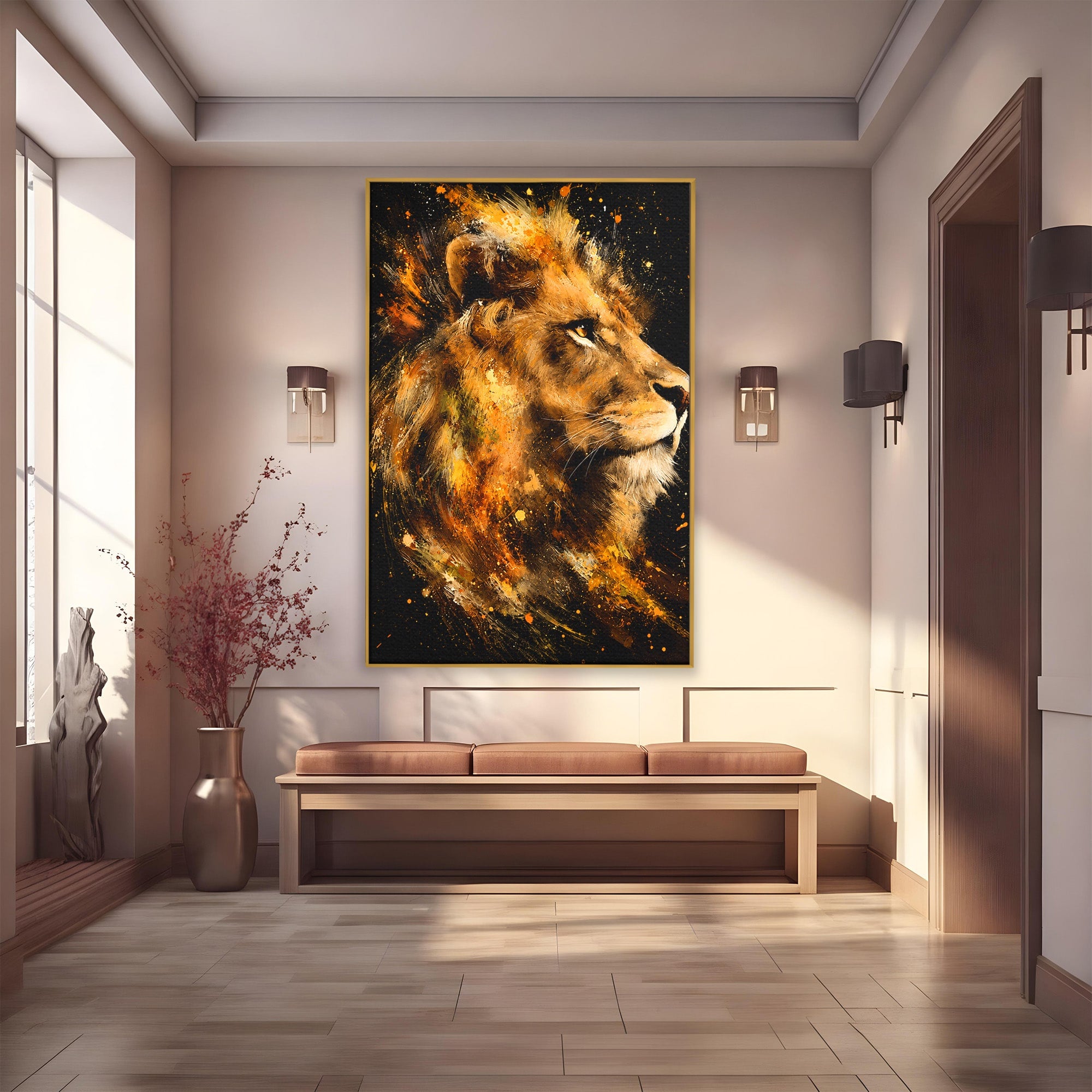 Tablou Canvas Premium LuxCanva® M1560, Privirea Leului, Leu, Portret, Animale, Putere, Living, Culori Vibrante