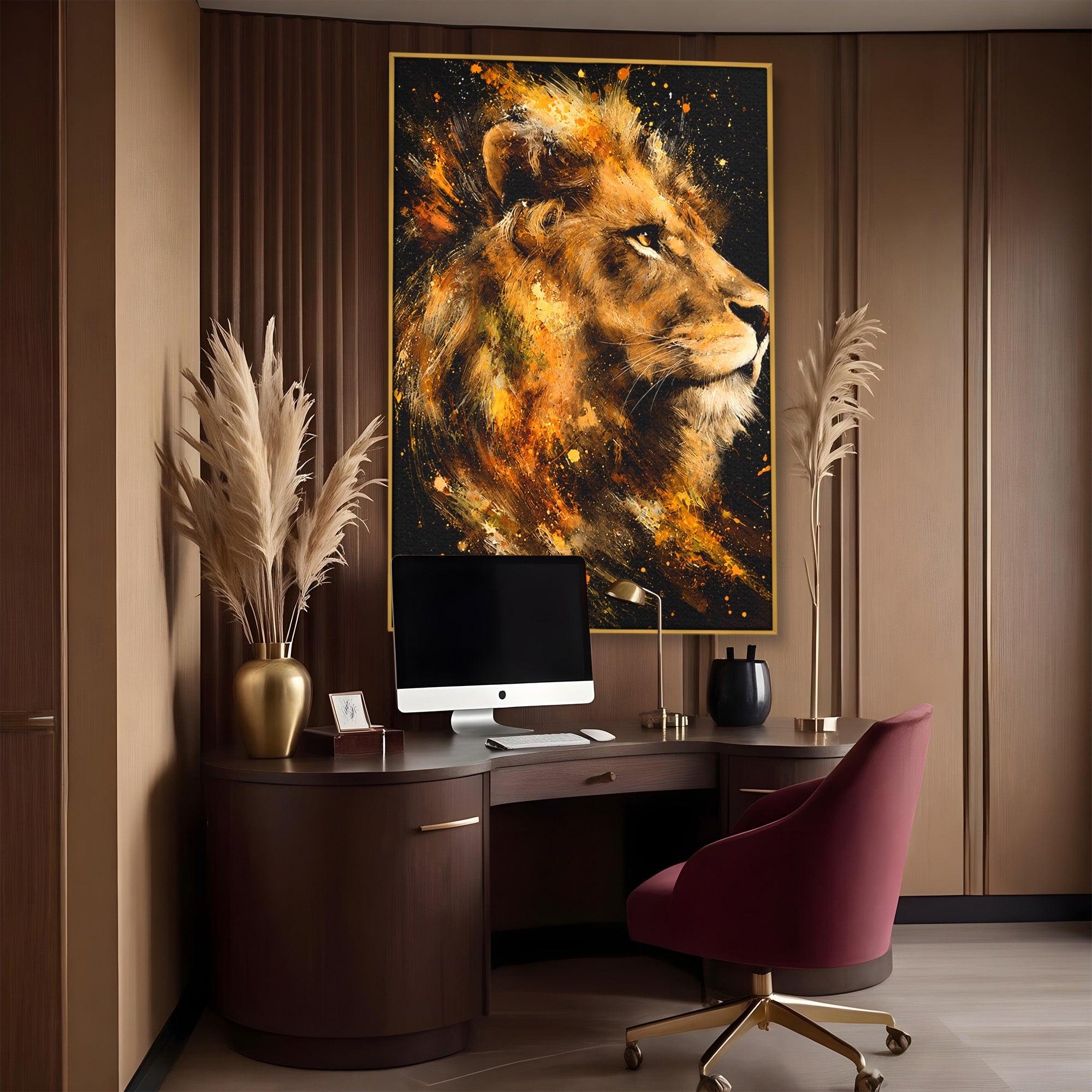 Tablou Canvas Premium LuxCanva® M1560, Privirea Leului, Leu, Portret, Animale, Putere, Living, Culori Vibrante