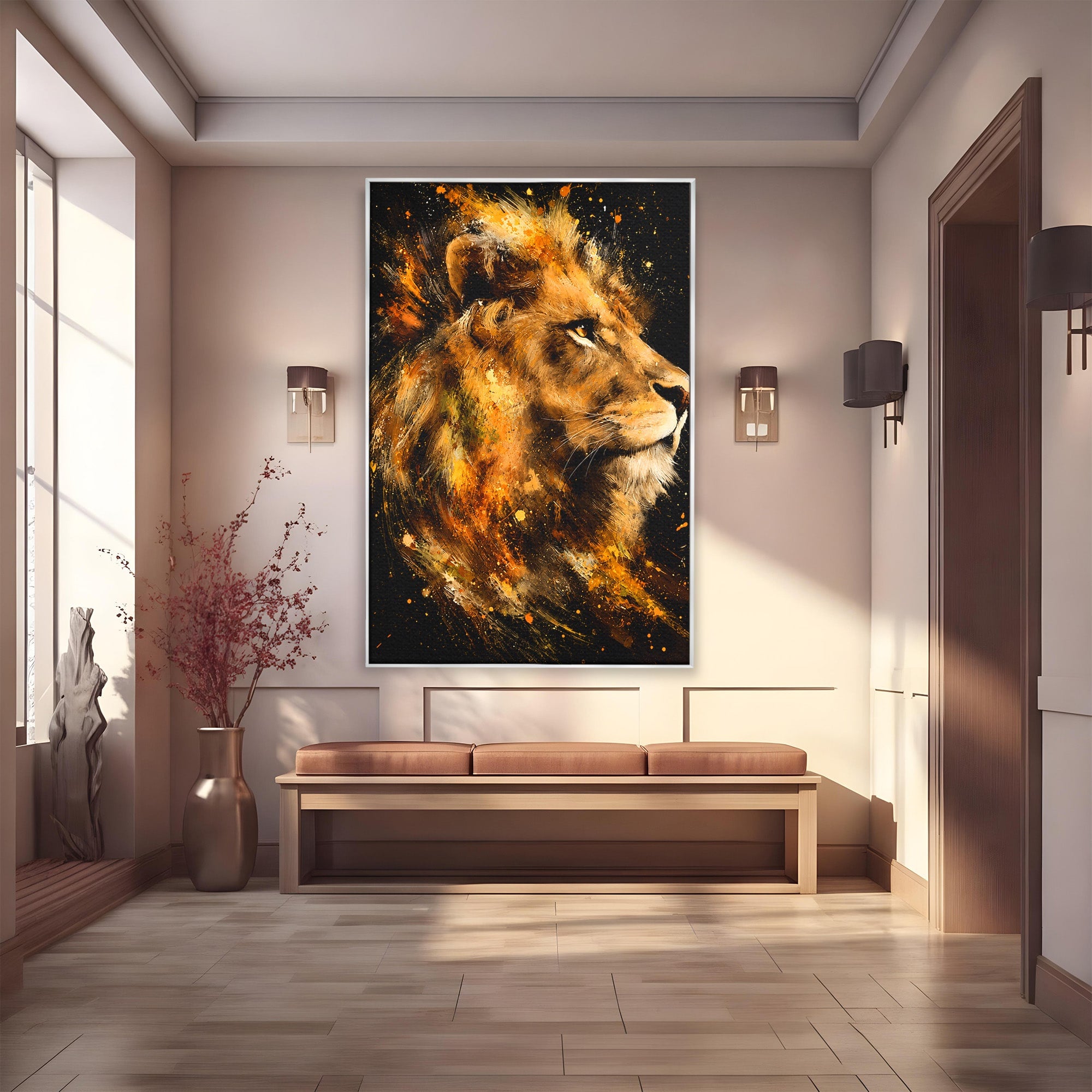 Tablou Canvas Premium LuxCanva® M1560, Privirea Leului, Leu, Portret, Animale, Putere, Living, Culori Vibrante