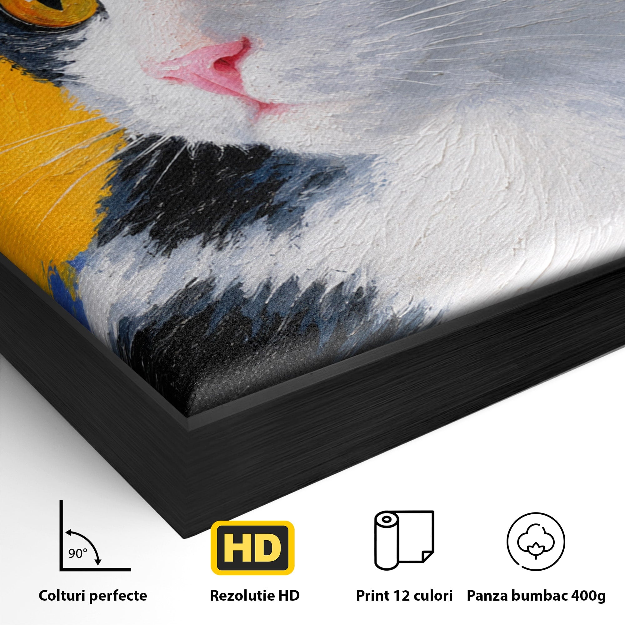Tablou Canvas Premium LuxCanva® M1561, Pisica In Culori, Pisica, Portret, Animale, Living, Dormitor, Culori Vibrante