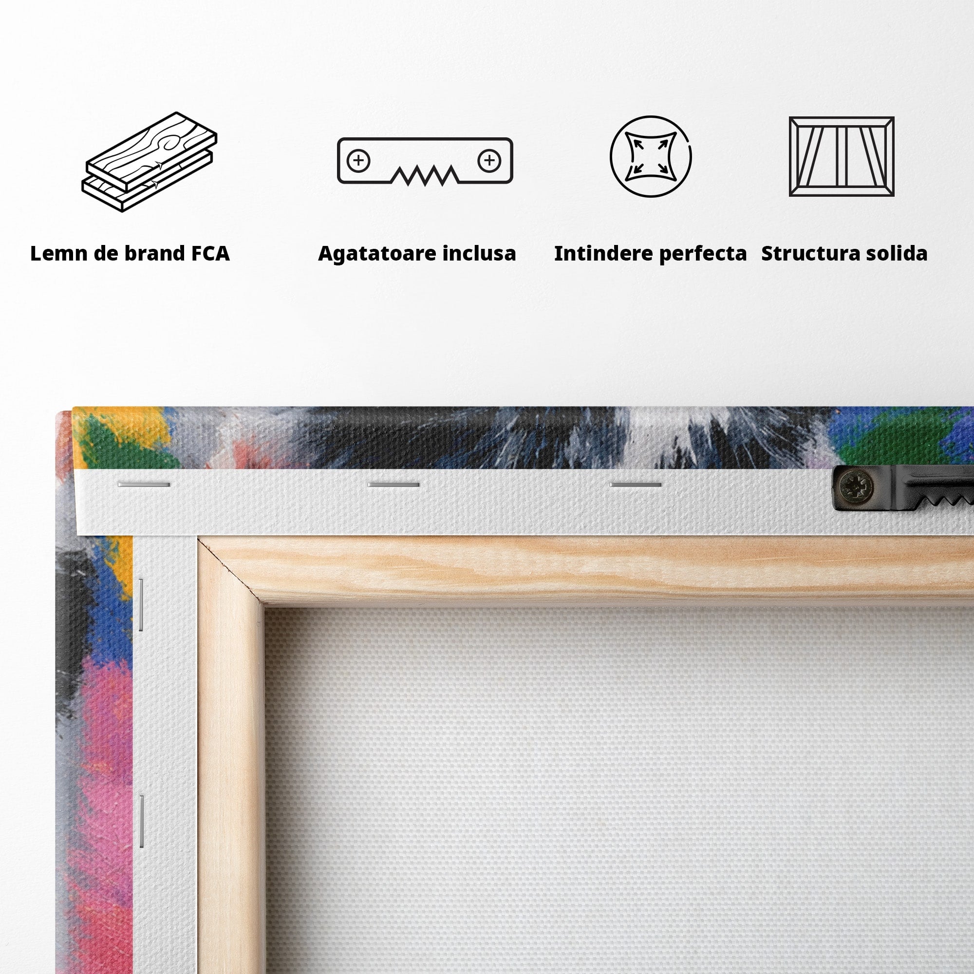 Tablou Canvas Premium LuxCanva® M1561, Pisica In Culori, Pisica, Portret, Animale, Living, Dormitor, Culori Vibrante