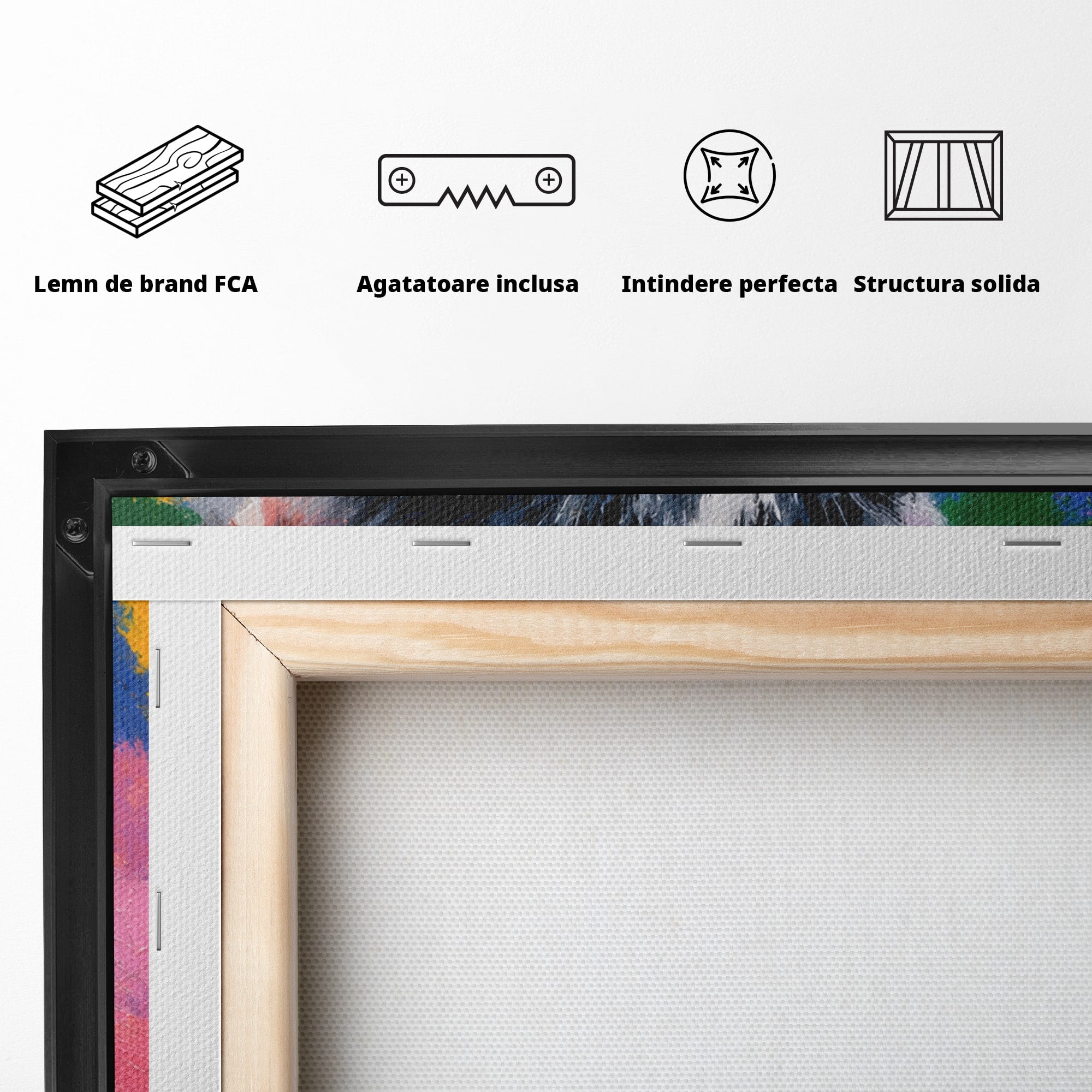 Tablou Canvas Premium LuxCanva® M1561, Pisica In Culori, Pisica, Portret, Animale, Living, Dormitor, Culori Vibrante