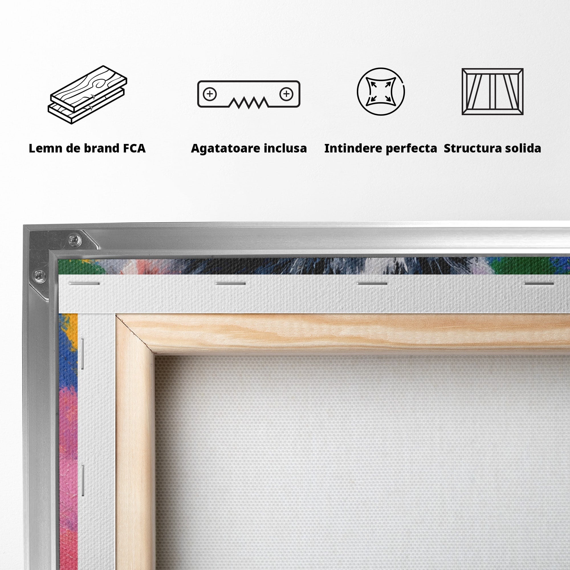 Tablou Canvas Premium LuxCanva® M1561, Pisica In Culori, Pisica, Portret, Animale, Living, Dormitor, Culori Vibrante