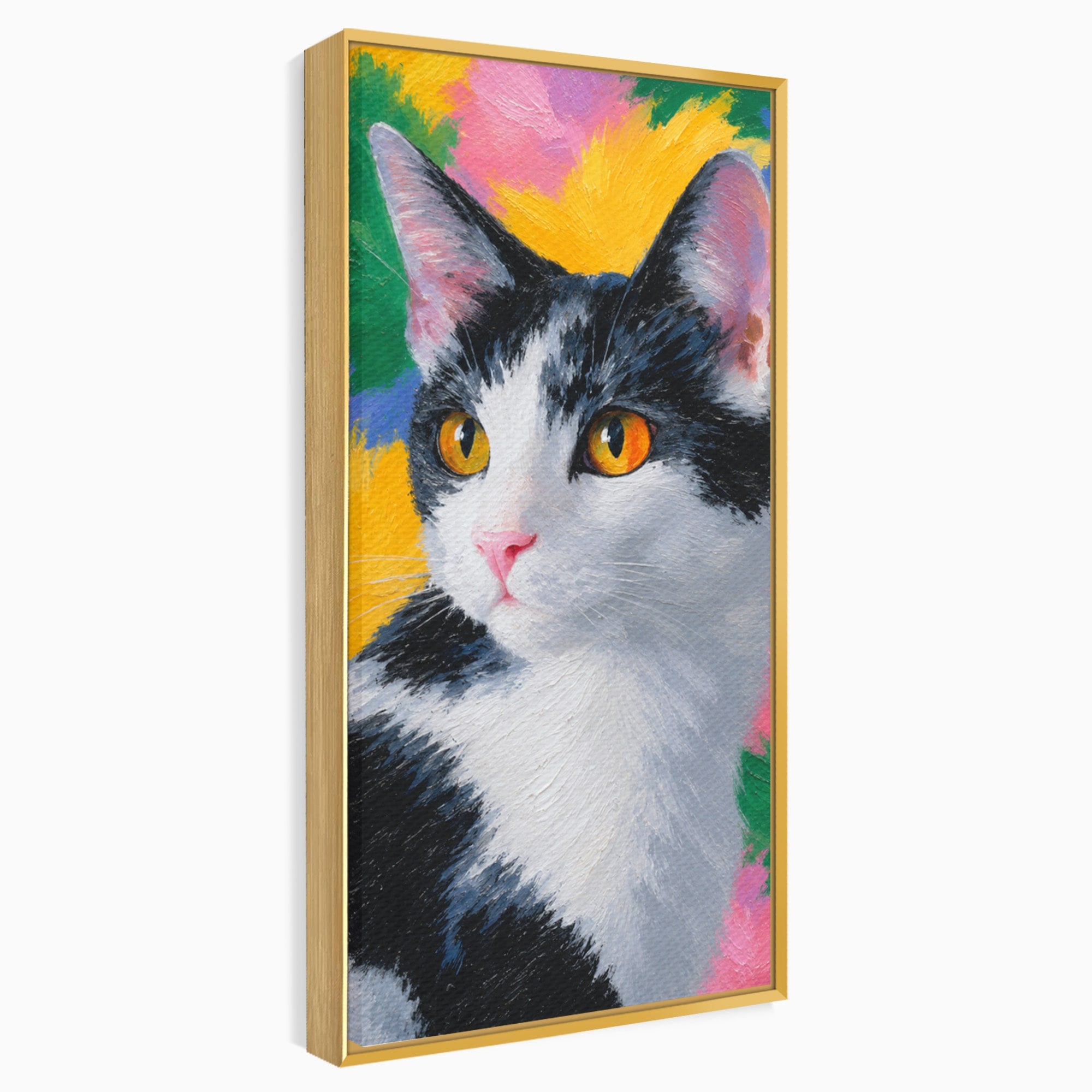 Tablou Canvas Premium LuxCanva® M1561, Pisica In Culori, Pisica, Portret, Animale, Living, Dormitor, Culori Vibrante
