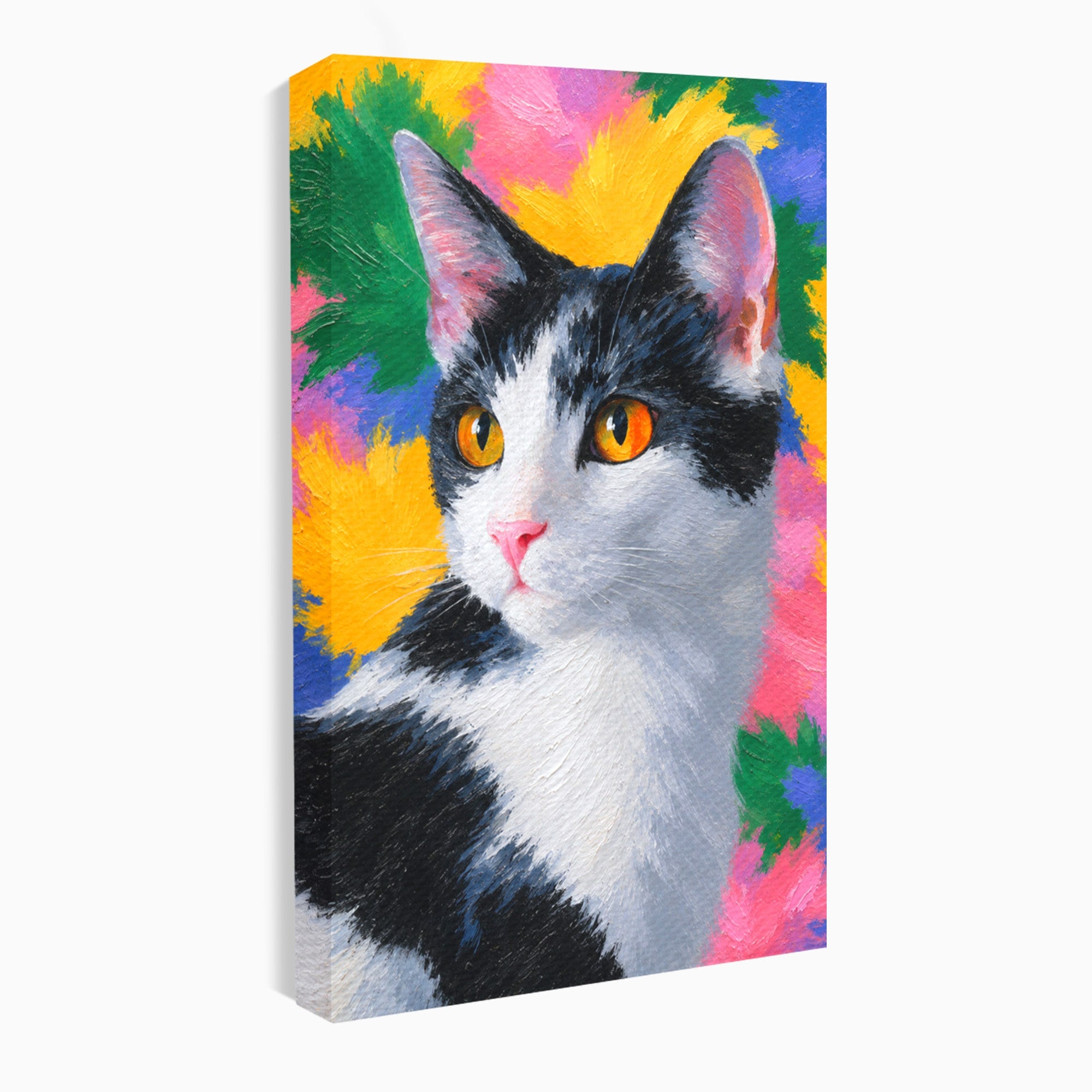 Tablou Canvas Premium LuxCanva® M1561, Pisica In Culori, Pisica, Portret, Animale, Living, Dormitor, Culori Vibrante