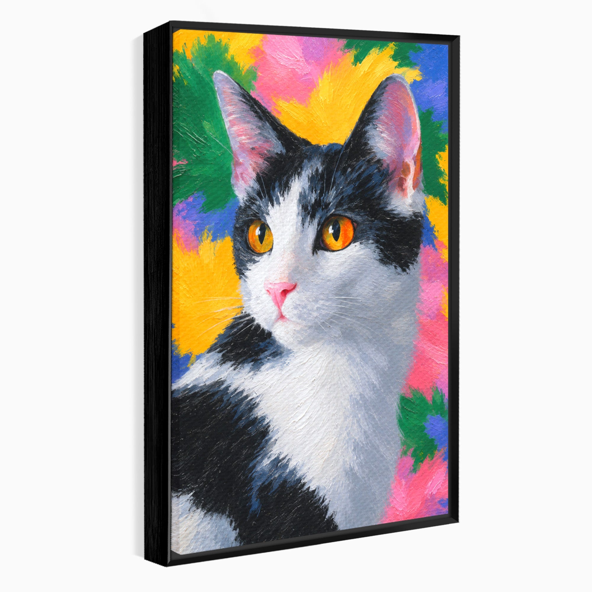 Tablou Canvas Premium LuxCanva® M1561, Pisica In Culori, Pisica, Portret, Animale, Living, Dormitor, Culori Vibrante