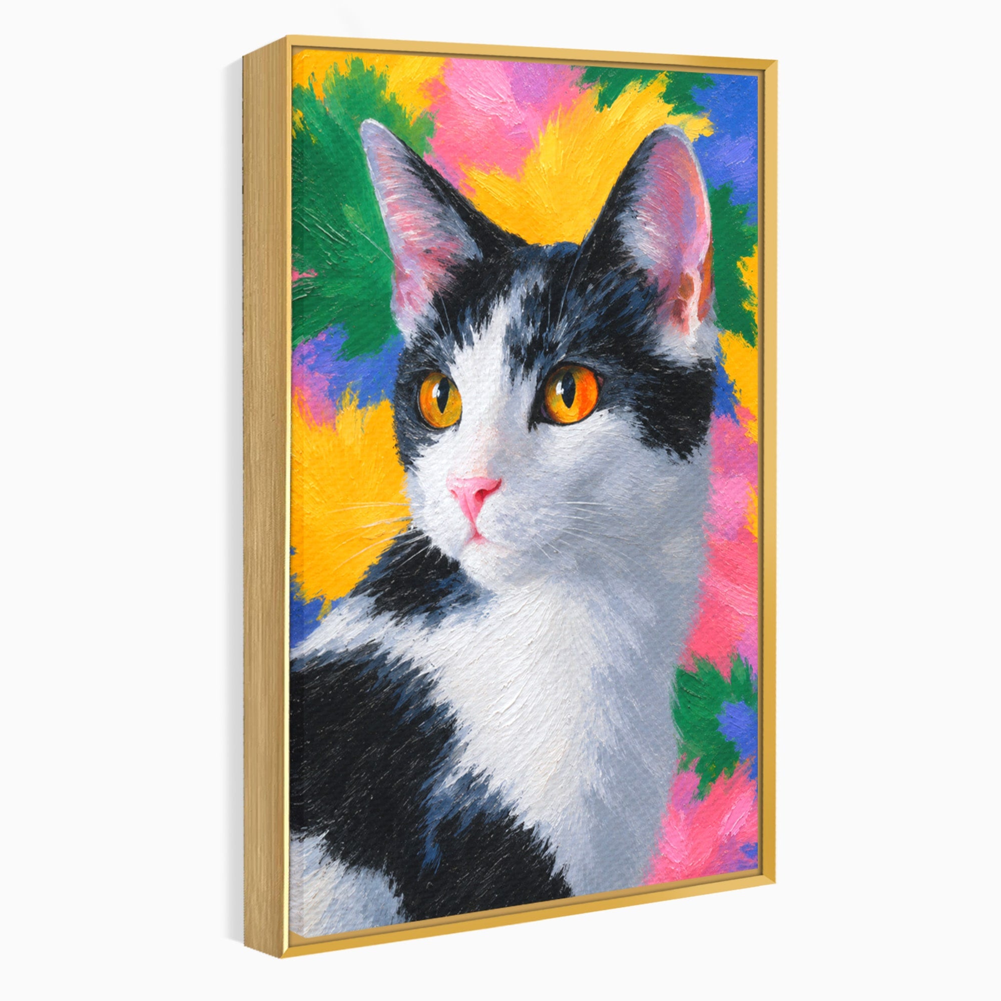 Tablou Canvas Premium LuxCanva® M1561, Pisica In Culori, Pisica, Portret, Animale, Living, Dormitor, Culori Vibrante