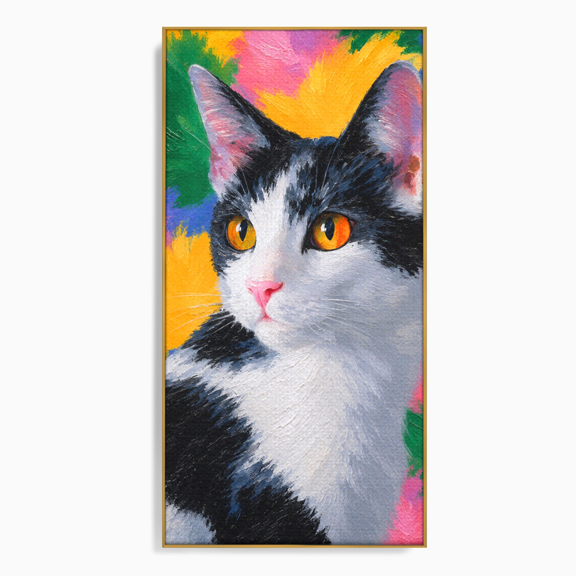 Tablou Canvas Premium LuxCanva® M1561, Pisica In Culori, Pisica, Portret, Animale, Living, Dormitor, Culori Vibrante