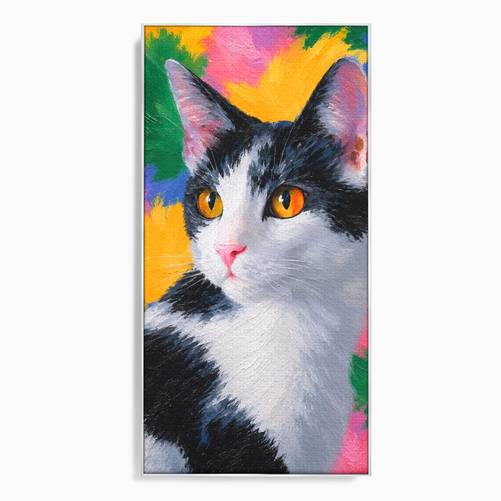 Tablou Canvas Premium LuxCanva® M1561, Pisica In Culori, Pisica, Portret, Animale, Living, Dormitor, Culori Vibrante
