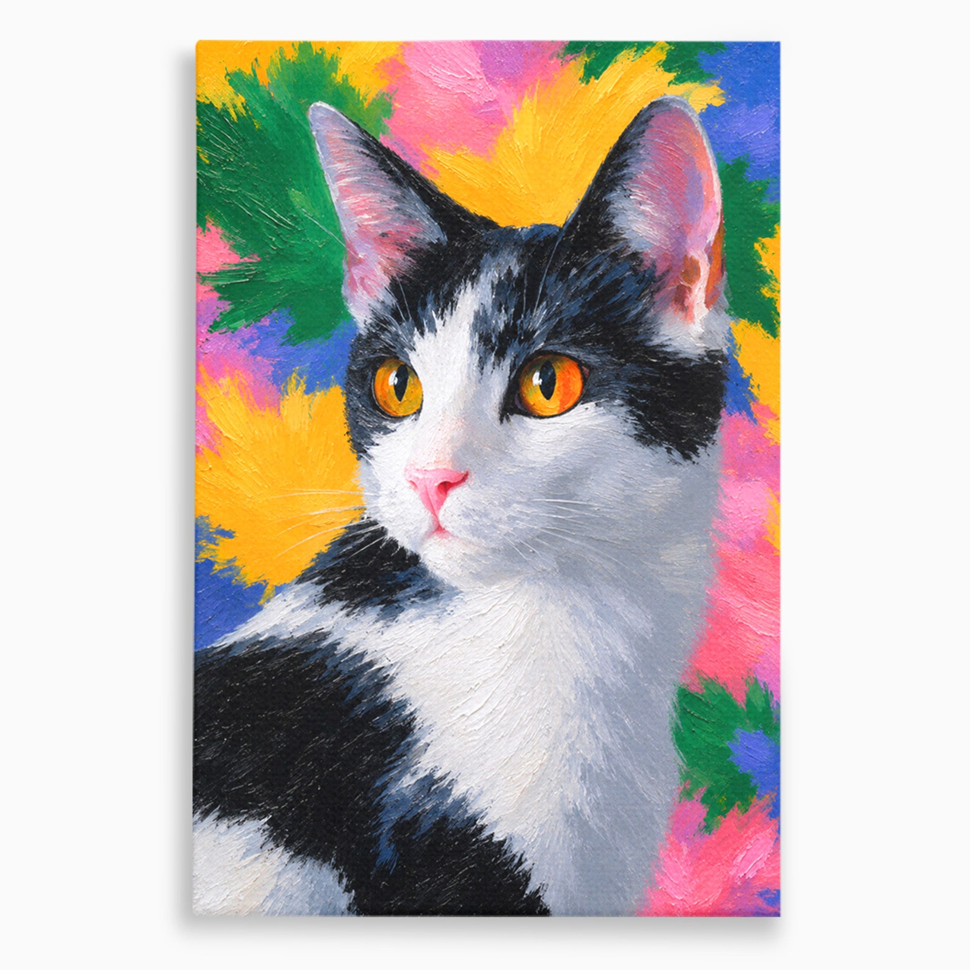 Tablou Canvas Premium LuxCanva® M1561, Pisica In Culori, Pisica, Portret, Animale, Living, Dormitor, Culori Vibrante