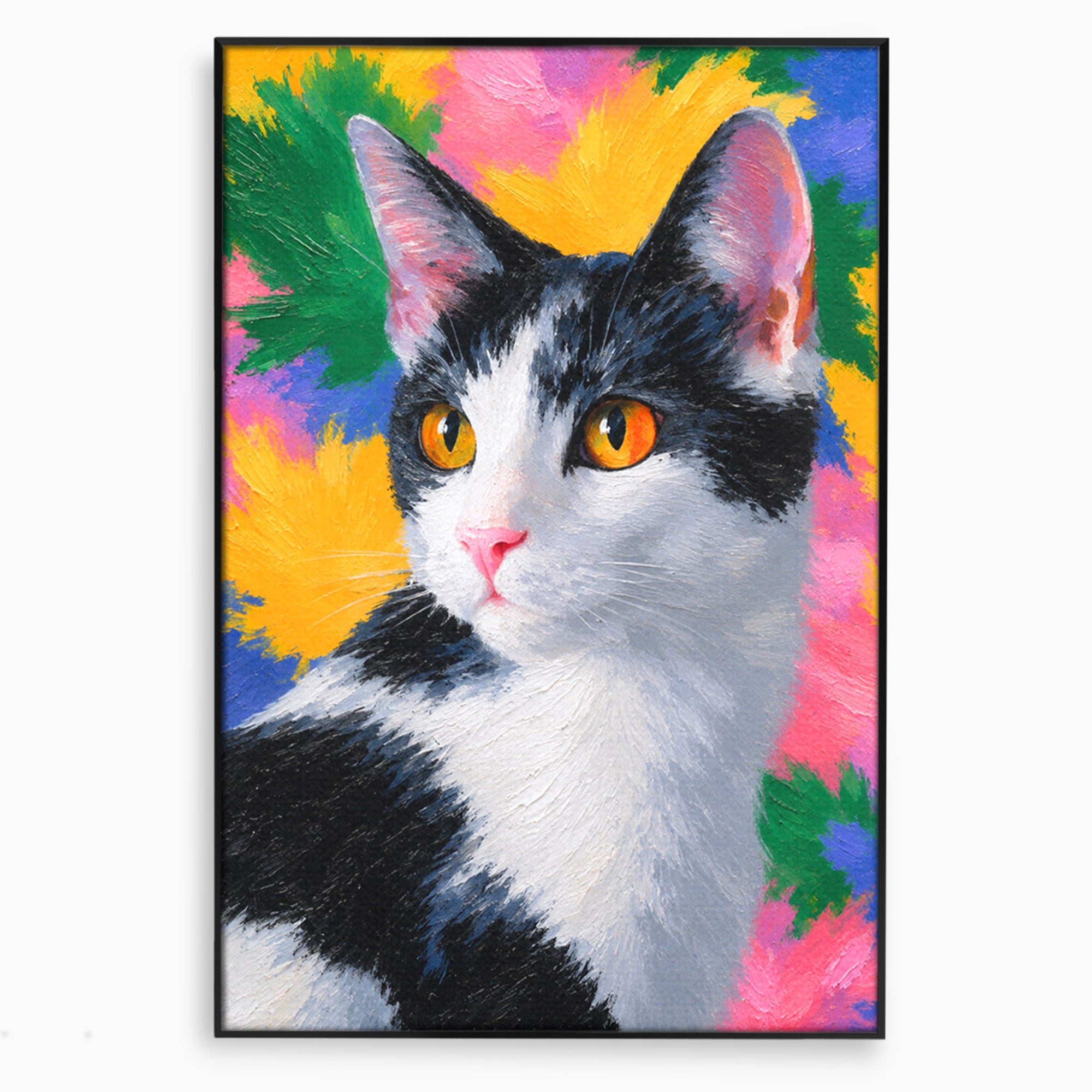 Tablou Canvas Premium LuxCanva® M1561, Pisica In Culori, Pisica, Portret, Animale, Living, Dormitor, Culori Vibrante