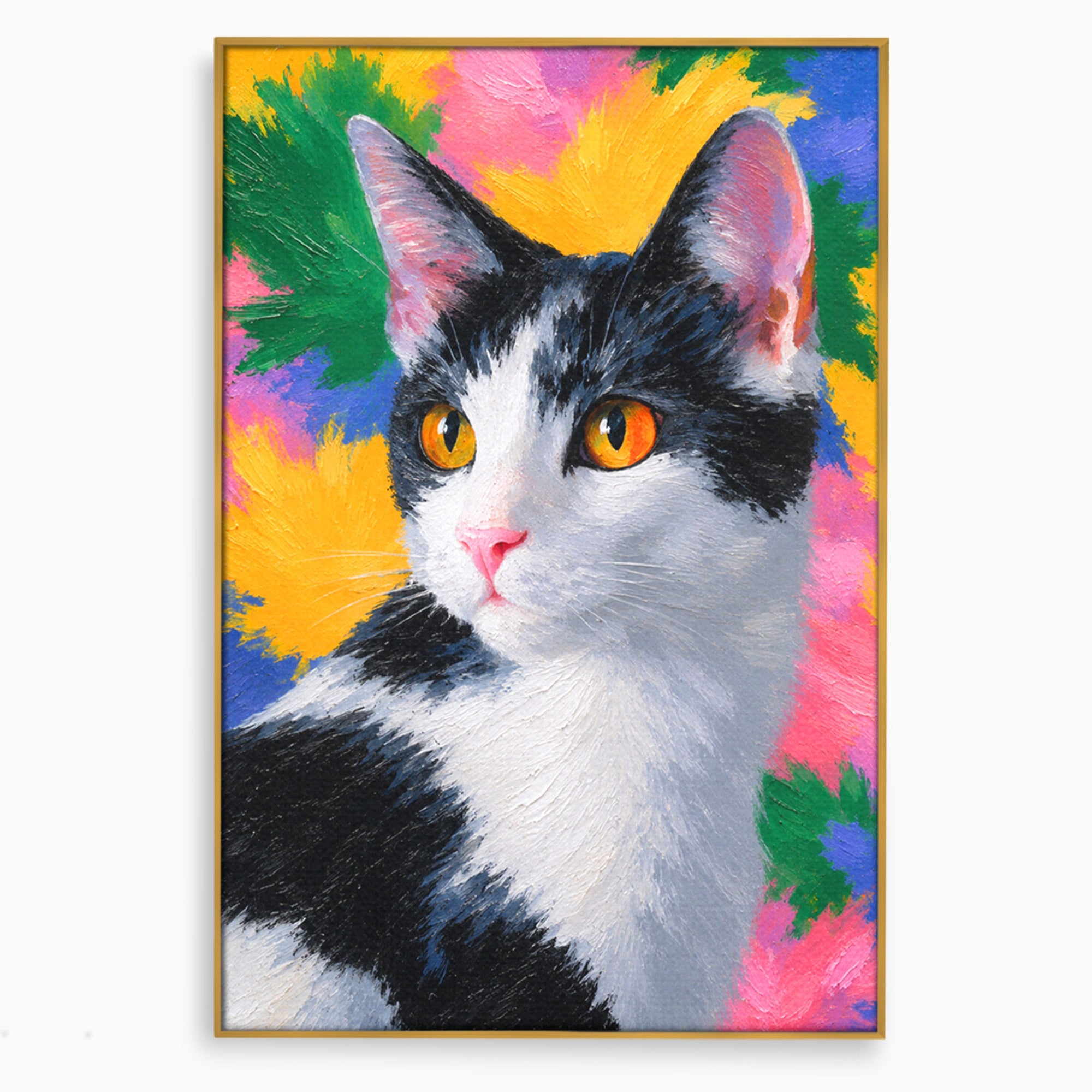Tablou Canvas Premium LuxCanva® M1561, Pisica In Culori, Pisica, Portret, Animale, Living, Dormitor, Culori Vibrante