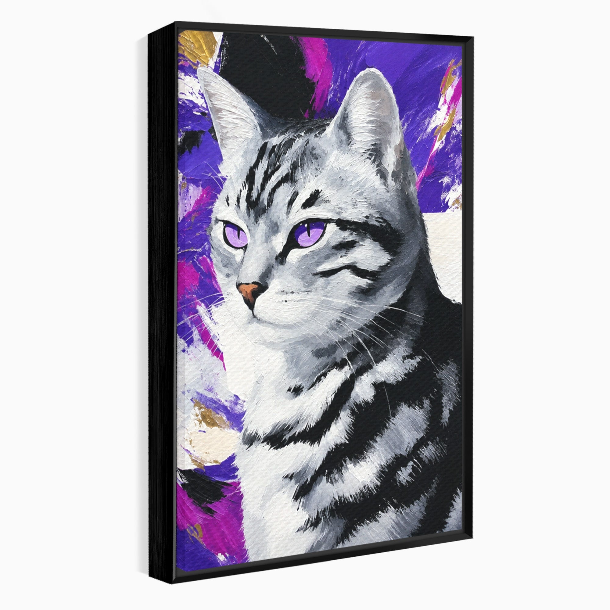 Tablou Canvas Premium LuxCanva® M1562, Pisica Eleganta, Pisica, Animale, Portret, Dormitor, Living, Culori Vibrante