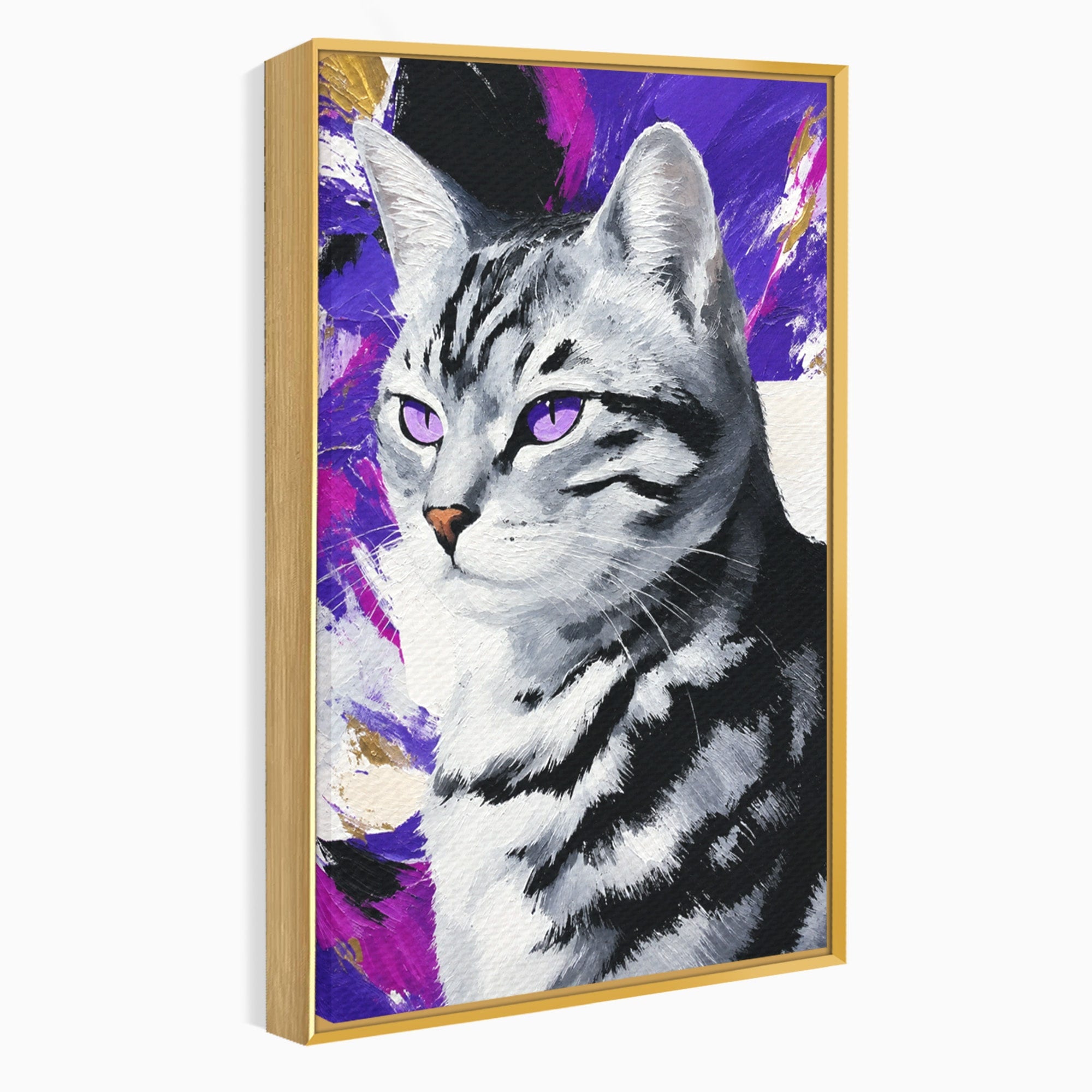 Tablou Canvas Premium LuxCanva® M1562, Pisica Eleganta, Pisica, Animale, Portret, Dormitor, Living, Culori Vibrante