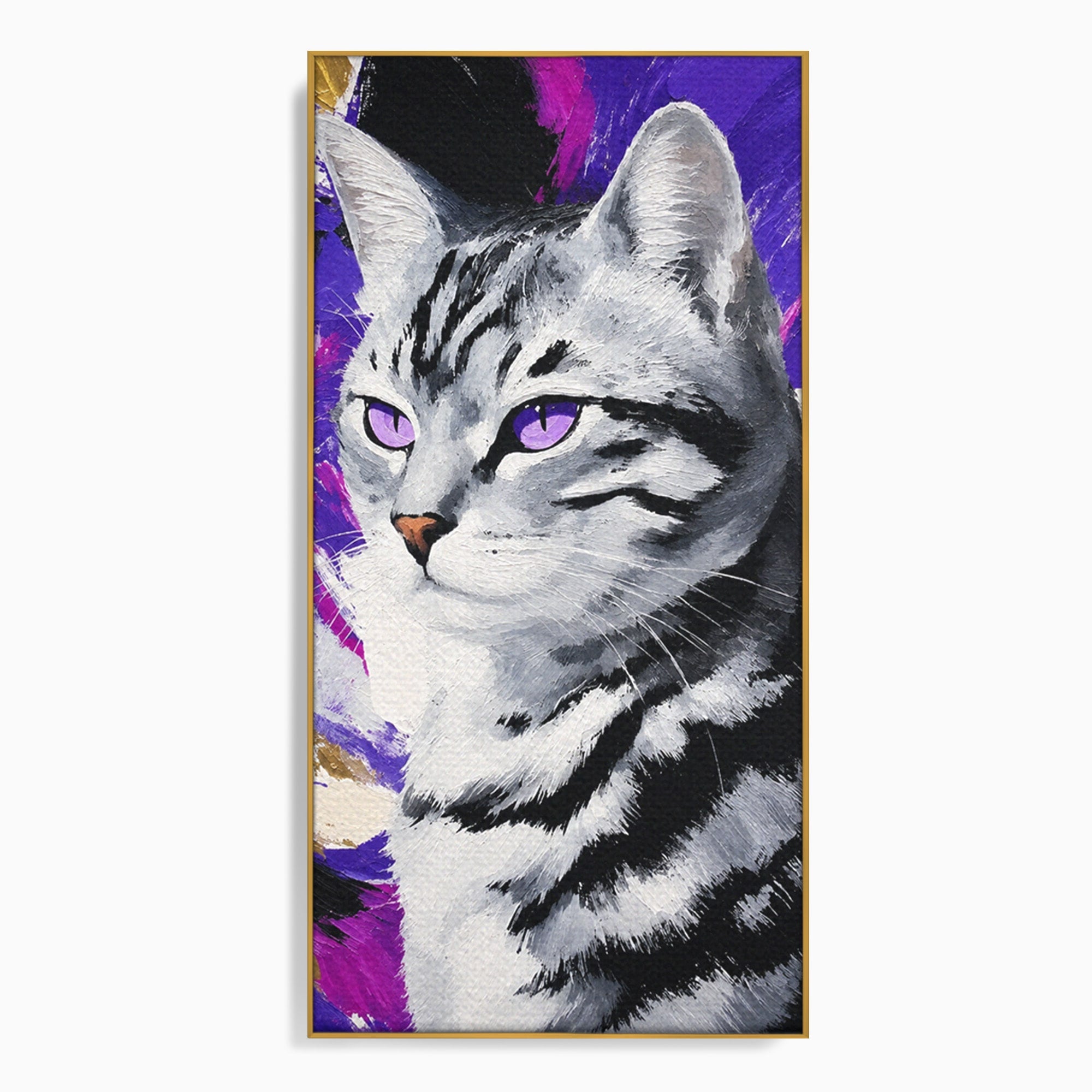 Tablou Canvas Premium LuxCanva® M1562, Pisica Eleganta, Pisica, Animale, Portret, Dormitor, Living, Culori Vibrante