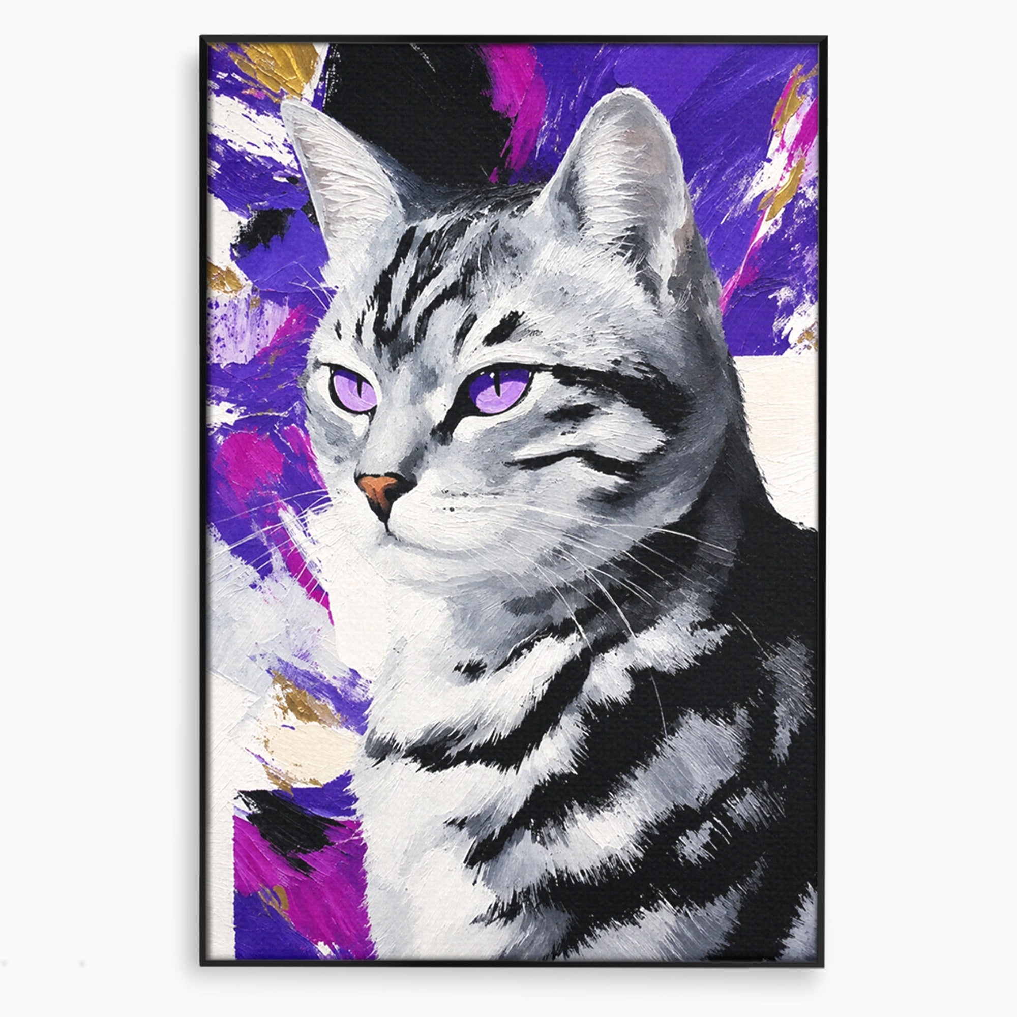 Tablou Canvas Premium LuxCanva® M1562, Pisica Eleganta, Pisica, Animale, Portret, Dormitor, Living, Culori Vibrante