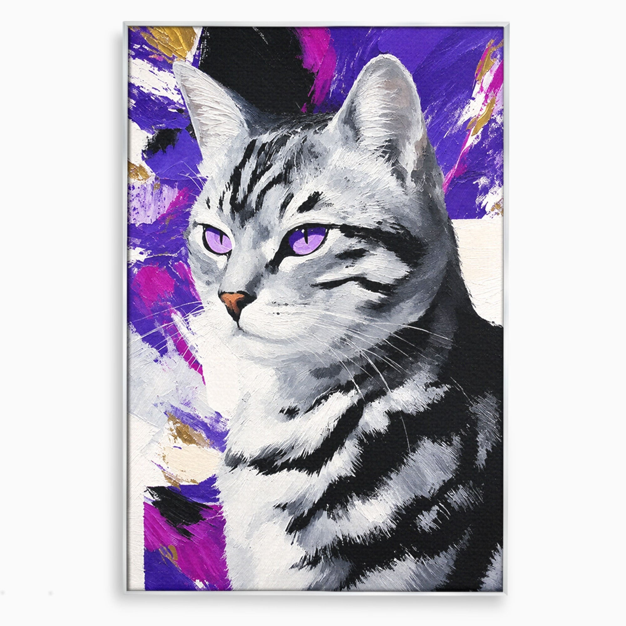 Tablou Canvas Premium LuxCanva® M1562, Pisica Eleganta, Pisica, Animale, Portret, Dormitor, Living, Culori Vibrante