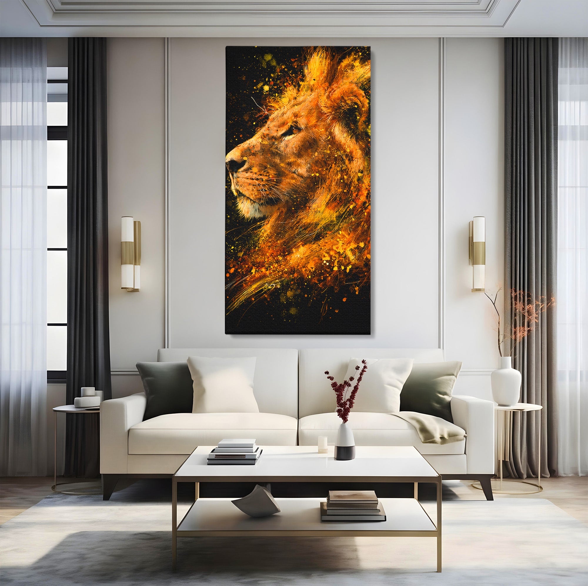 Tablou Canvas Premium LuxCanva® M1564, Spiritul Leului, Leu, Portret, Animal, Putere, Living, Culori Vibrante