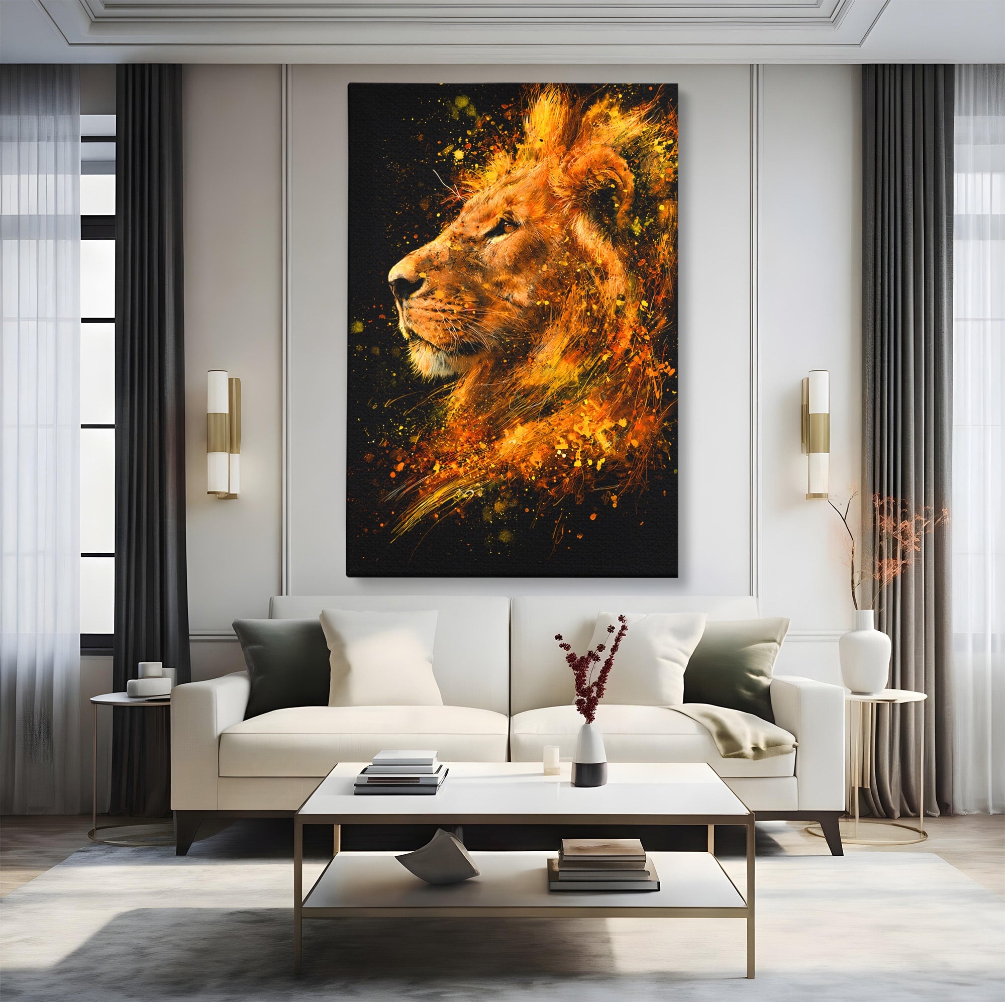 Tablou Canvas Premium LuxCanva® M1564, Spiritul Leului, Leu, Portret, Animal, Putere, Living, Culori Vibrante