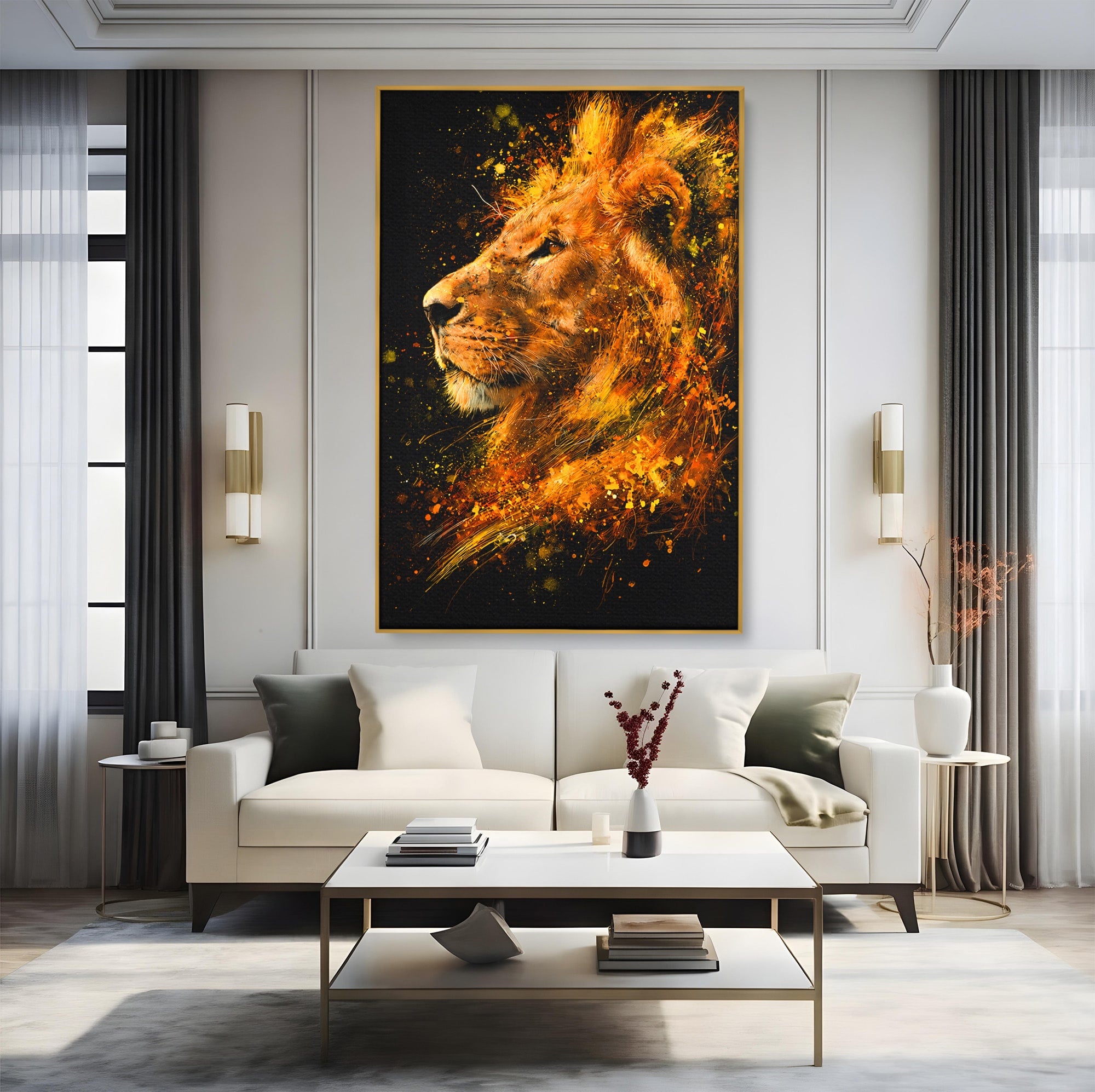 Tablou Canvas Premium LuxCanva® M1564, Spiritul Leului, Leu, Portret, Animal, Putere, Living, Culori Vibrante