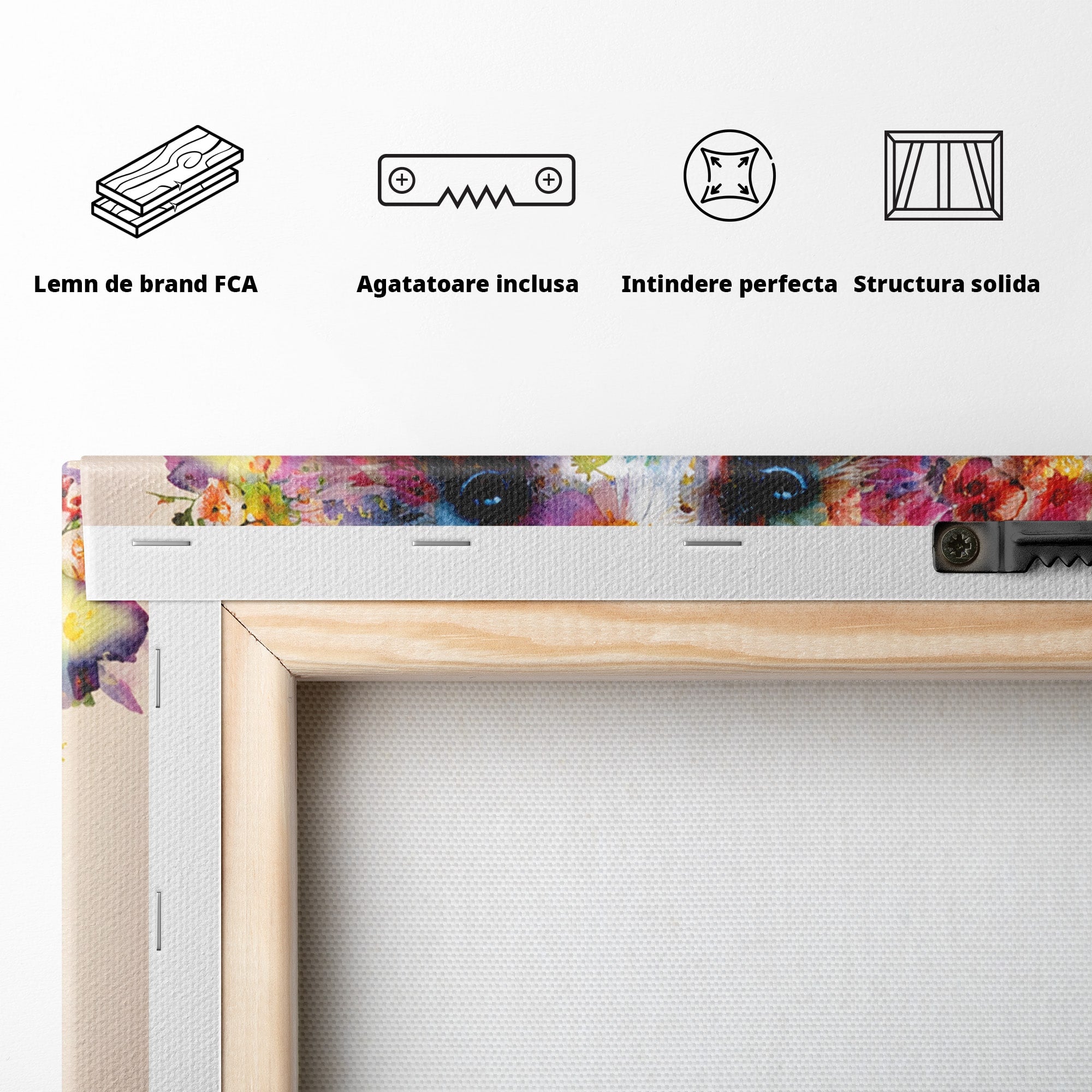 Tablou Canvas Premium LuxCanva® M1565, Ursul Floral, Urs, Flori, Natura, Arta, Living, Culori Vibrante