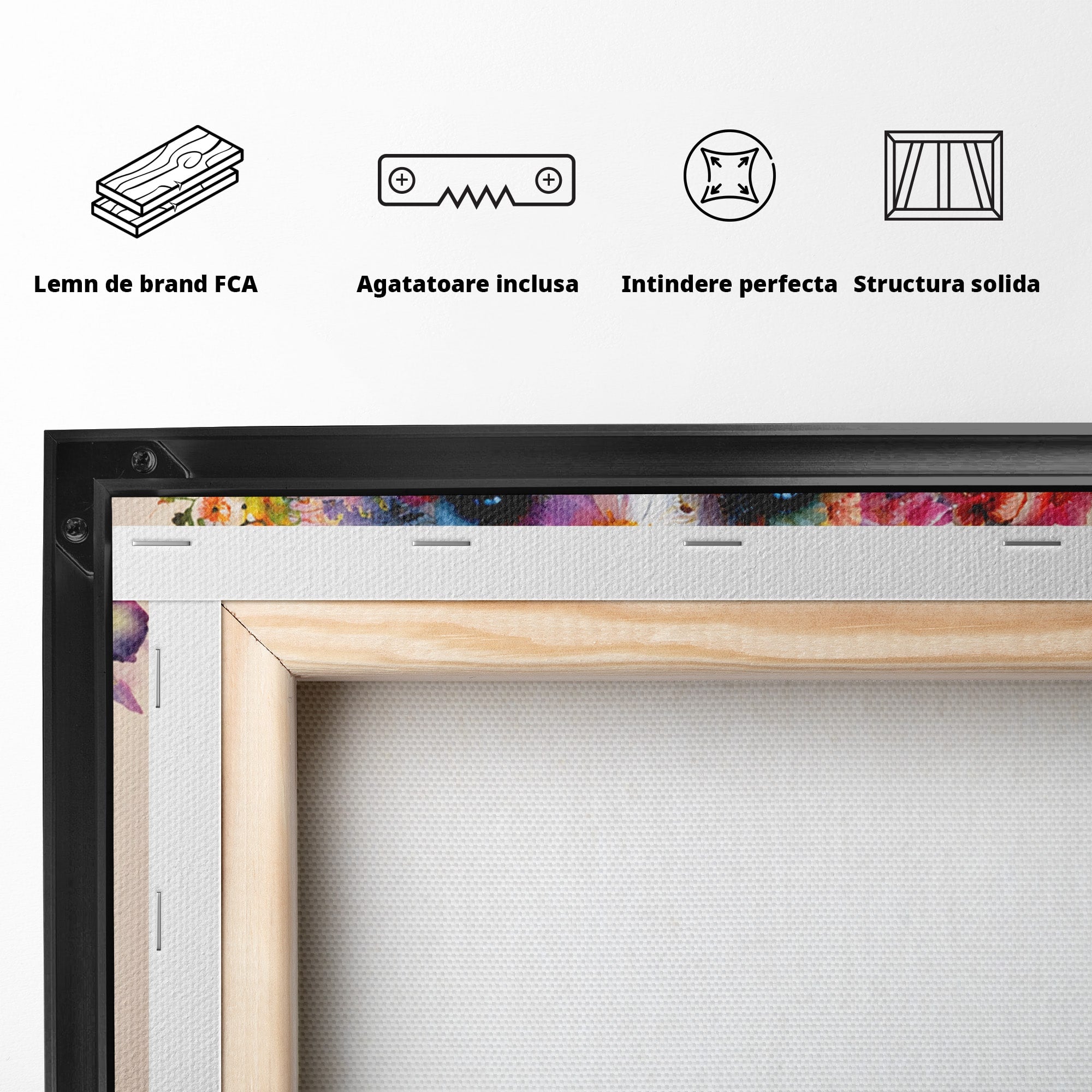 Tablou Canvas Premium LuxCanva® M1565, Ursul Floral, Urs, Flori, Natura, Arta, Living, Culori Vibrante