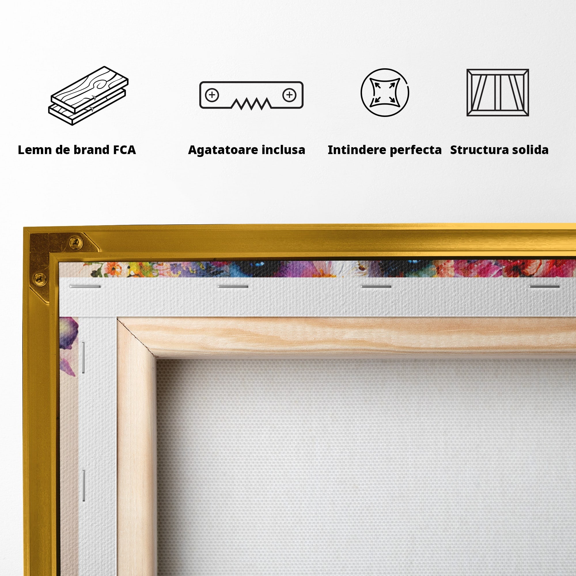Tablou Canvas Premium LuxCanva® M1565, Ursul Floral, Urs, Flori, Natura, Arta, Living, Culori Vibrante