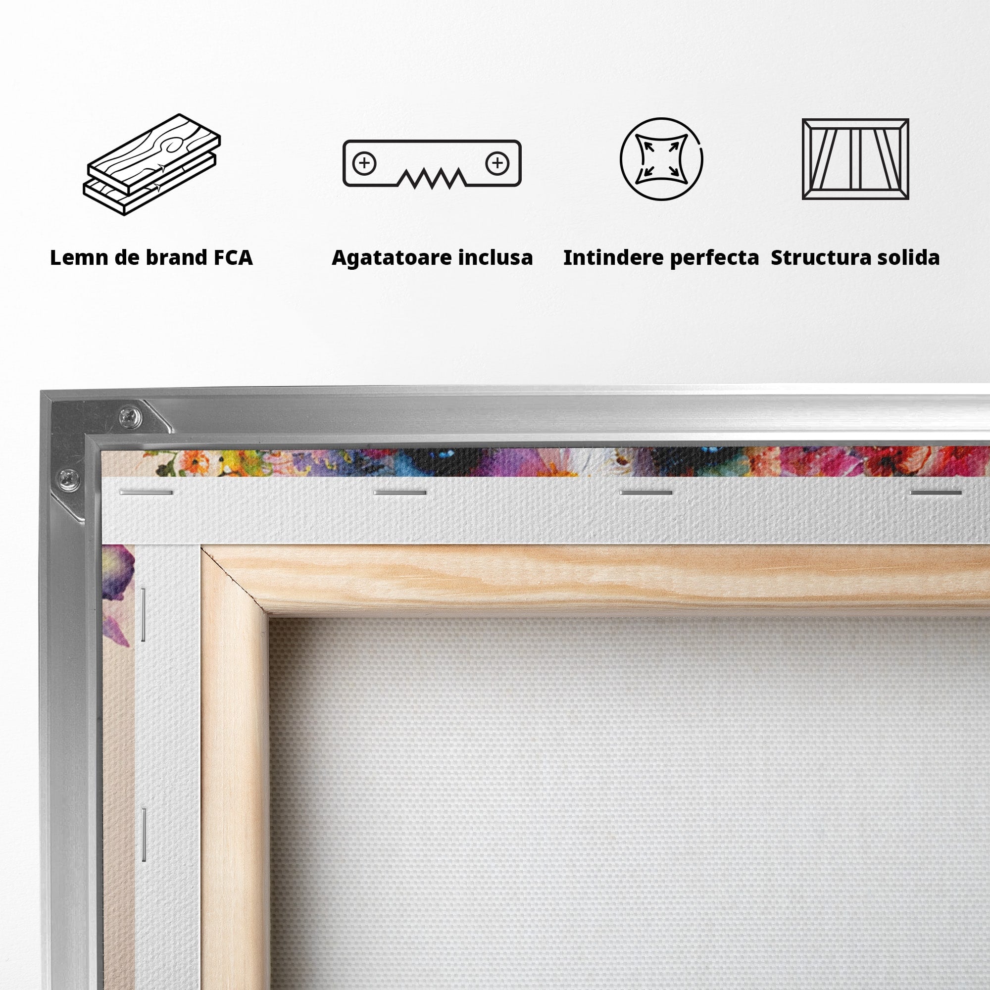 Tablou Canvas Premium LuxCanva® M1565, Ursul Floral, Urs, Flori, Natura, Arta, Living, Culori Vibrante
