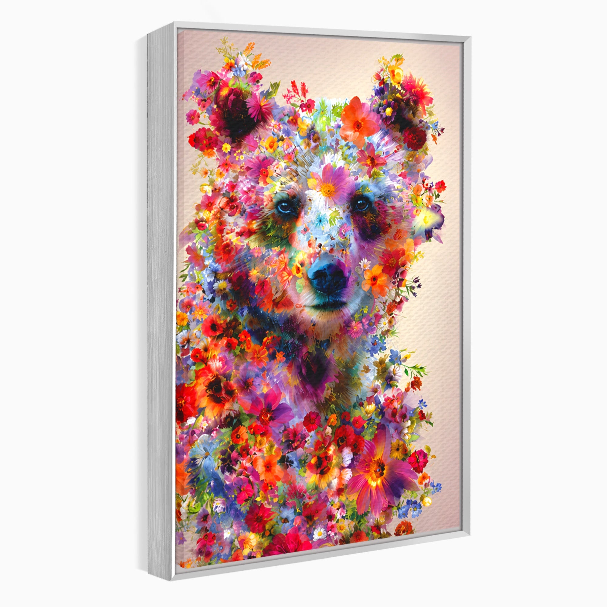 Tablou Canvas Premium LuxCanva® M1565, Ursul Floral, Urs, Flori, Natura, Arta, Living, Culori Vibrante