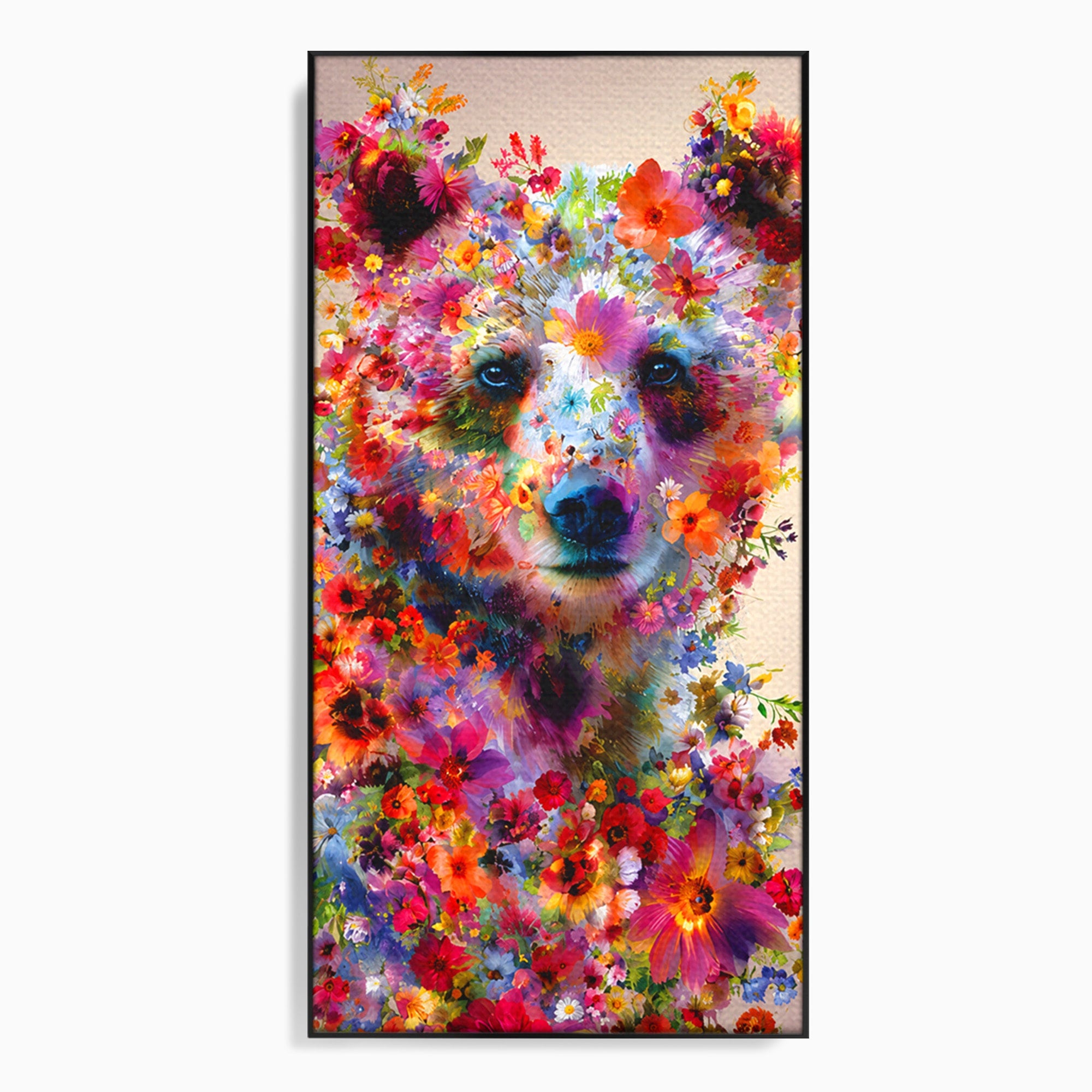 Tablou Canvas Premium LuxCanva® M1565, Ursul Floral, Urs, Flori, Natura, Arta, Living, Culori Vibrante