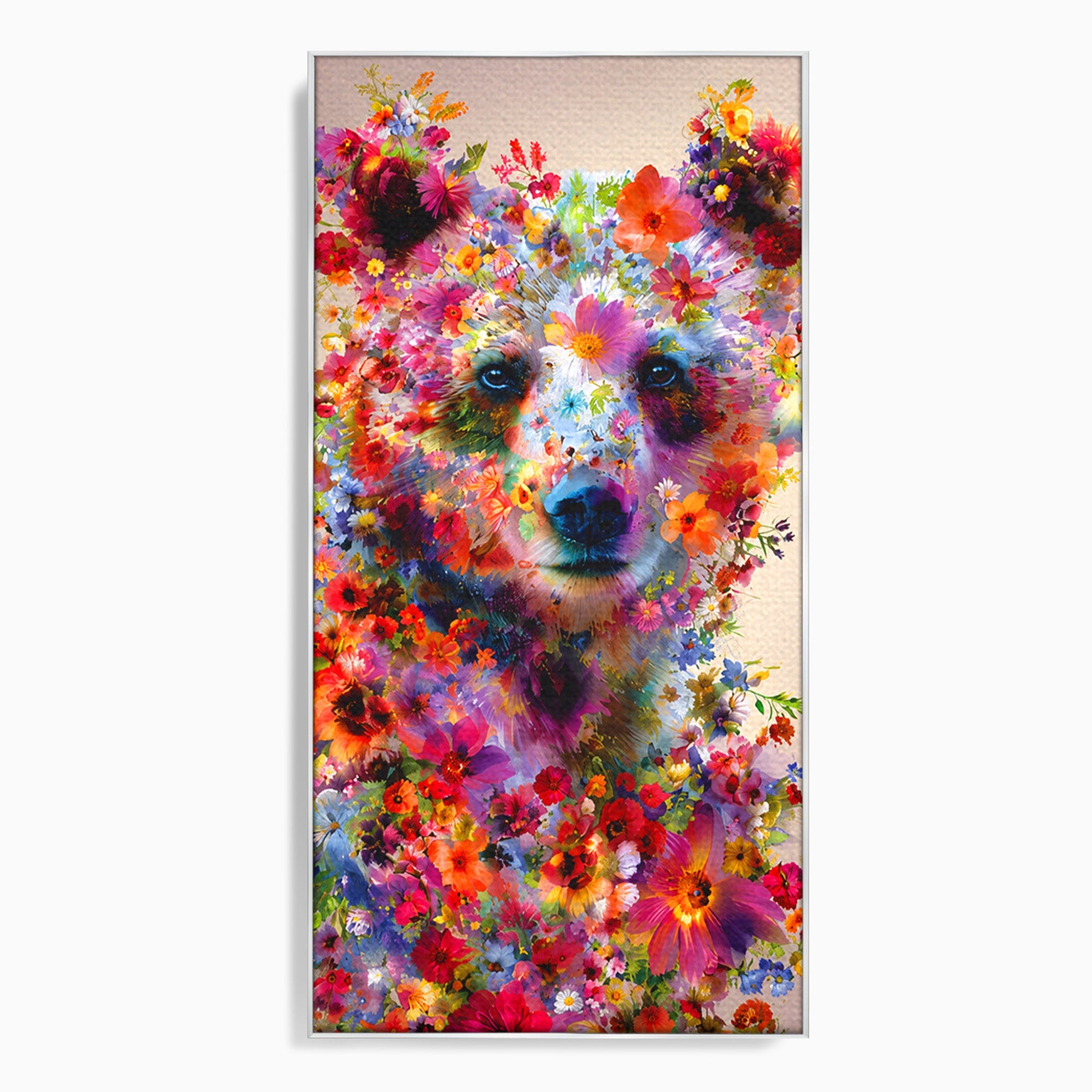 Tablou Canvas Premium LuxCanva® M1565, Ursul Floral, Urs, Flori, Natura, Arta, Living, Culori Vibrante
