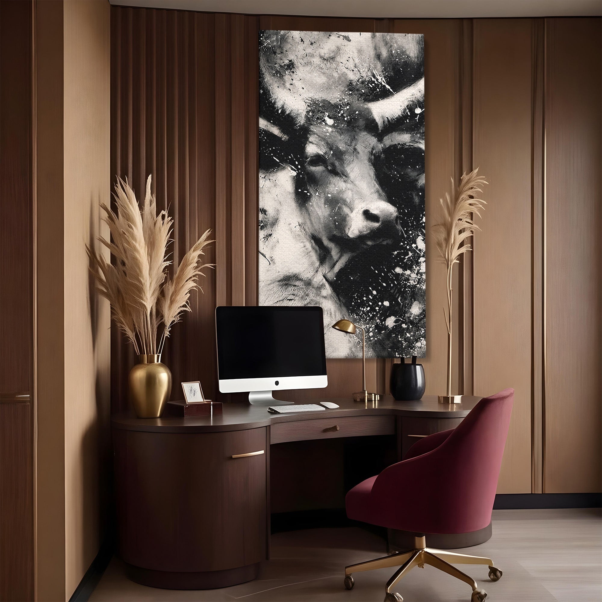 Tablou Canvas Premium LuxCanva® M1566, Taurul Impunator, Taur, Animale, Abstract, Putere, Living, Dormitor, Culori Vibrante
