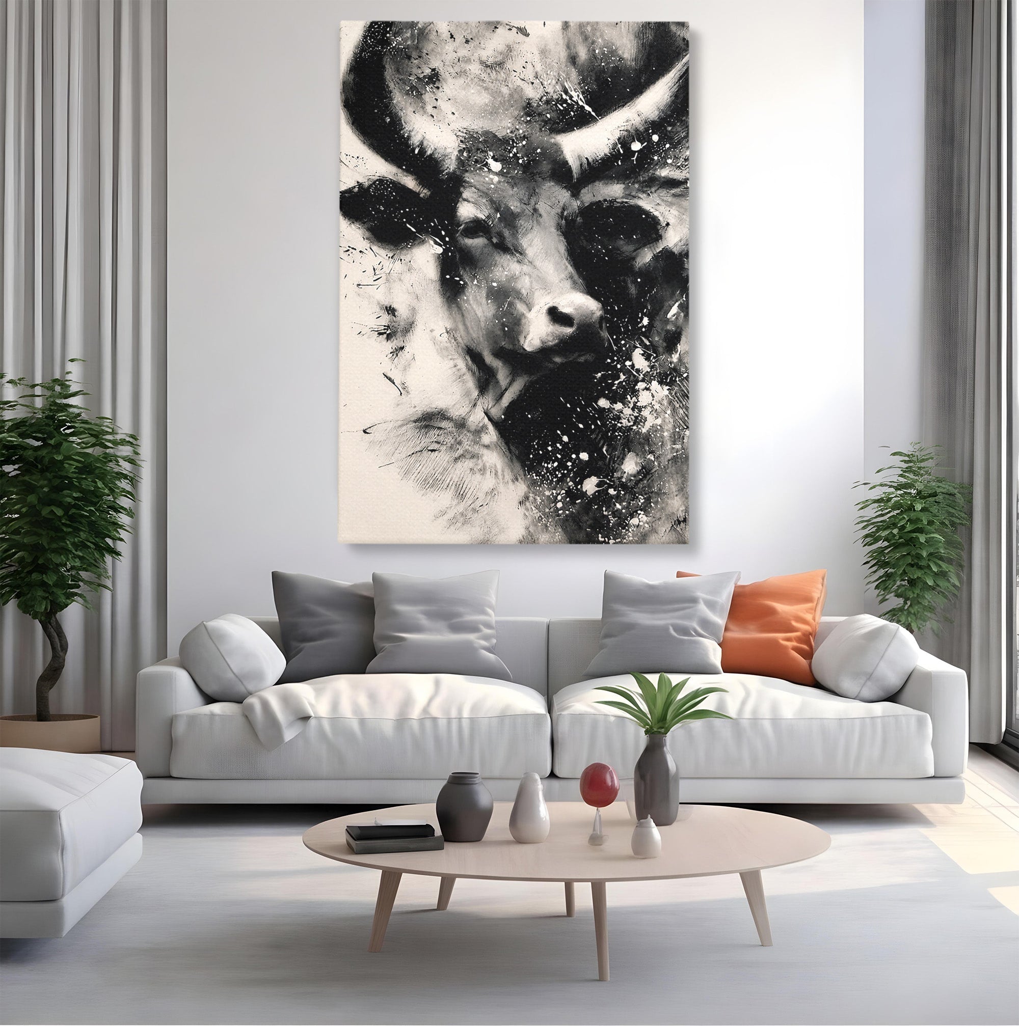 Tablou Canvas Premium LuxCanva® M1566, Taurul Impunator, Taur, Animale, Abstract, Putere, Living, Dormitor, Culori Vibrante