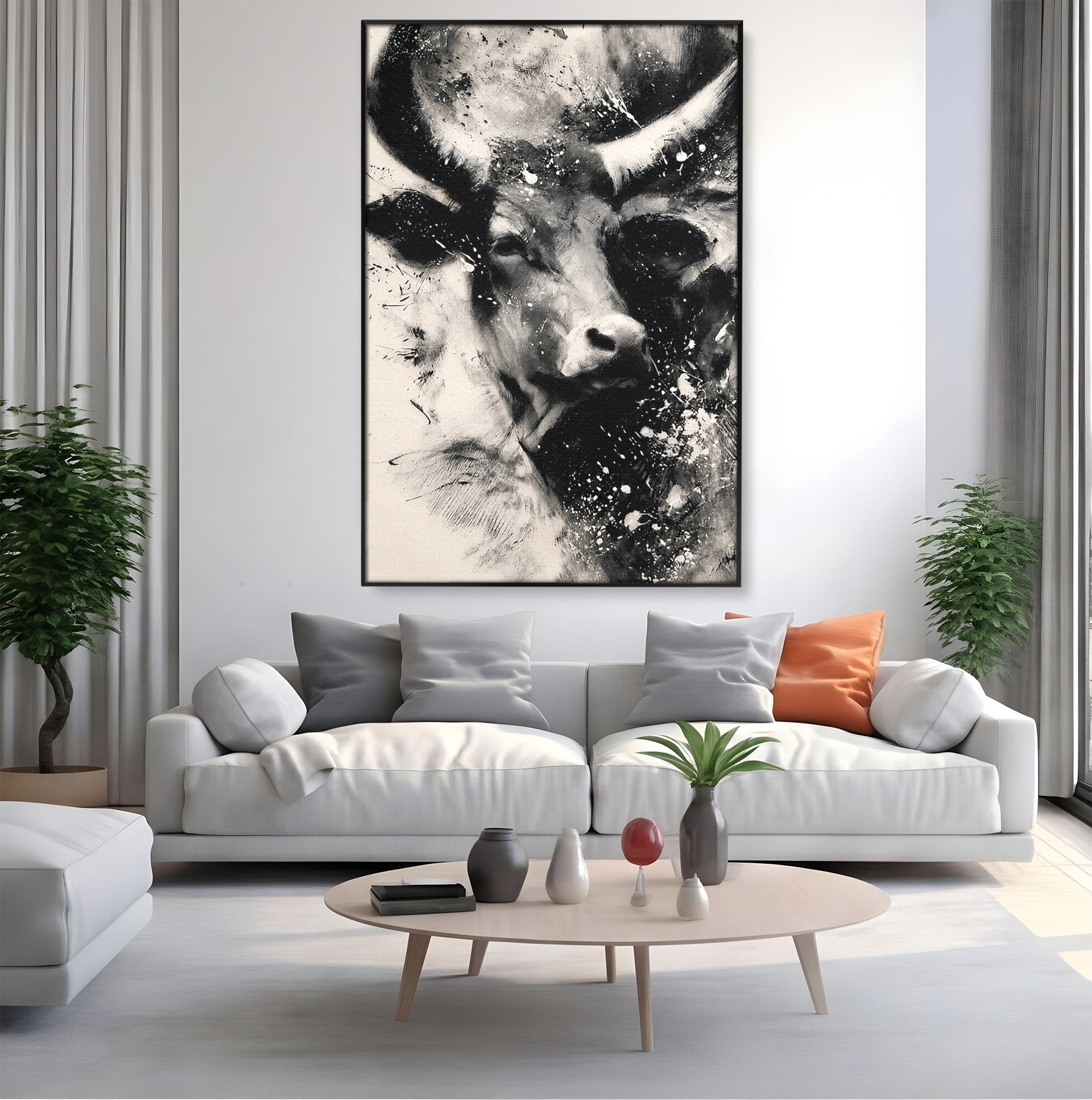 Tablou Canvas Premium LuxCanva® M1566, Taurul Impunator, Taur, Animale, Abstract, Putere, Living, Dormitor, Culori Vibrante