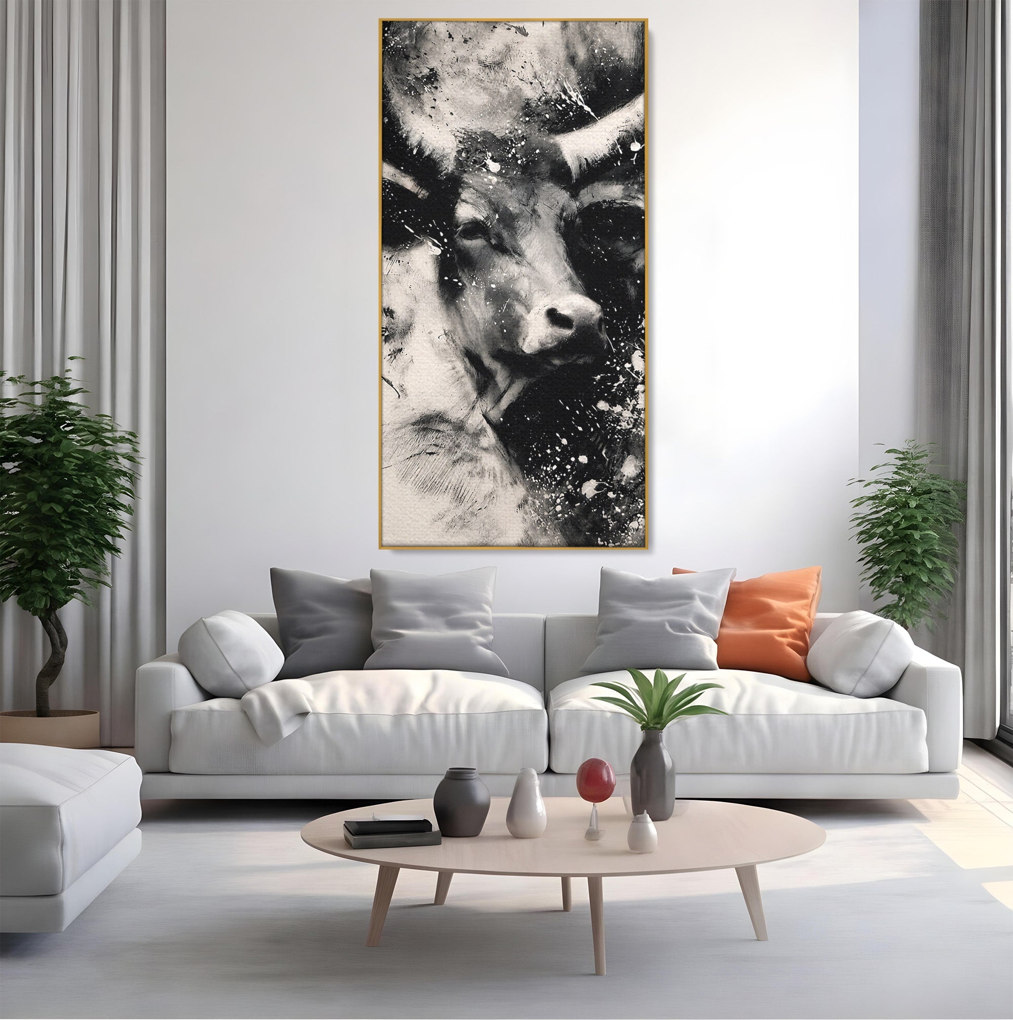 Tablou Canvas Premium LuxCanva® M1566, Taurul Impunator, Taur, Animale, Abstract, Putere, Living, Dormitor, Culori Vibrante