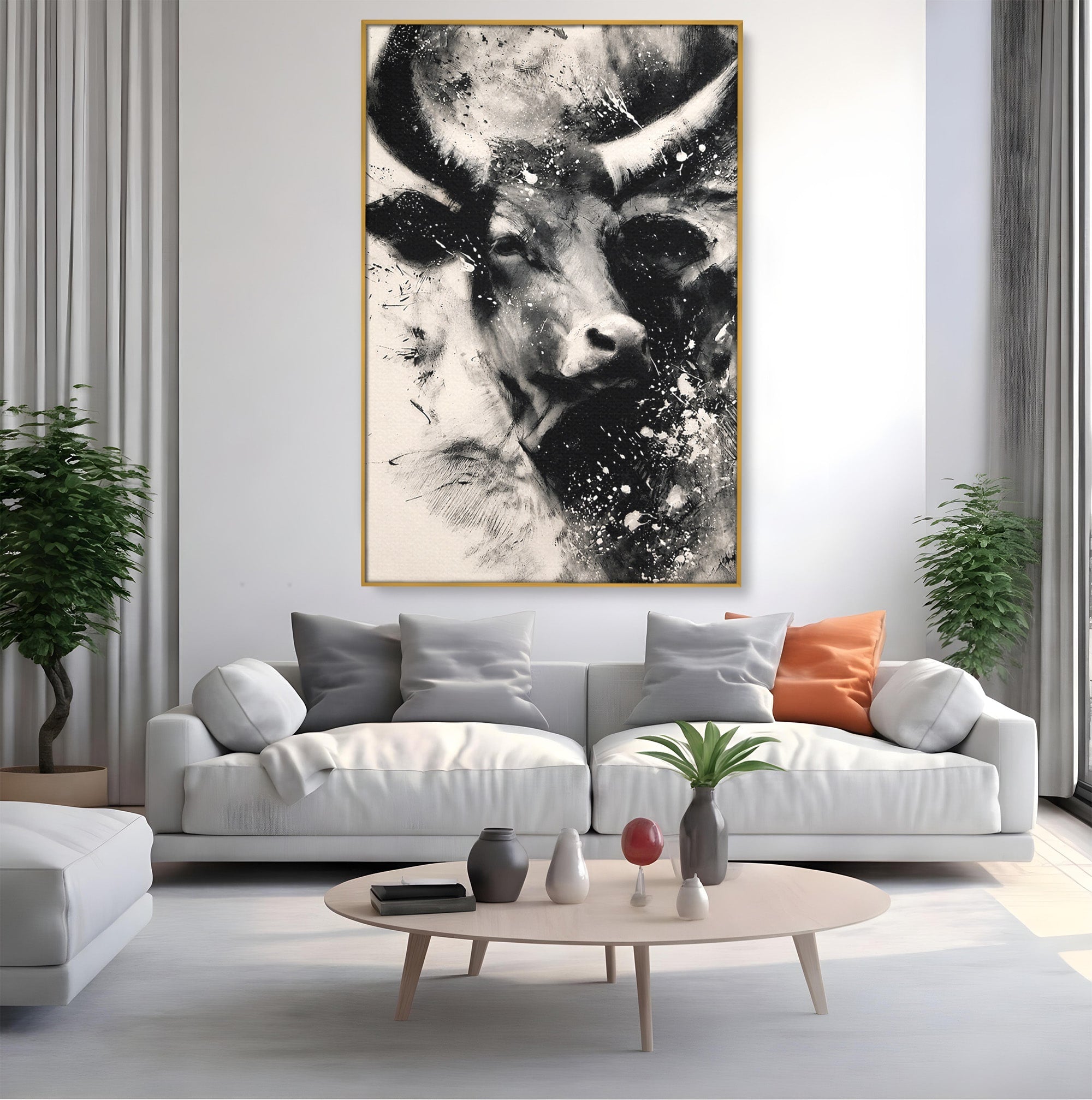 Tablou Canvas Premium LuxCanva® M1566, Taurul Impunator, Taur, Animale, Abstract, Putere, Living, Dormitor, Culori Vibrante