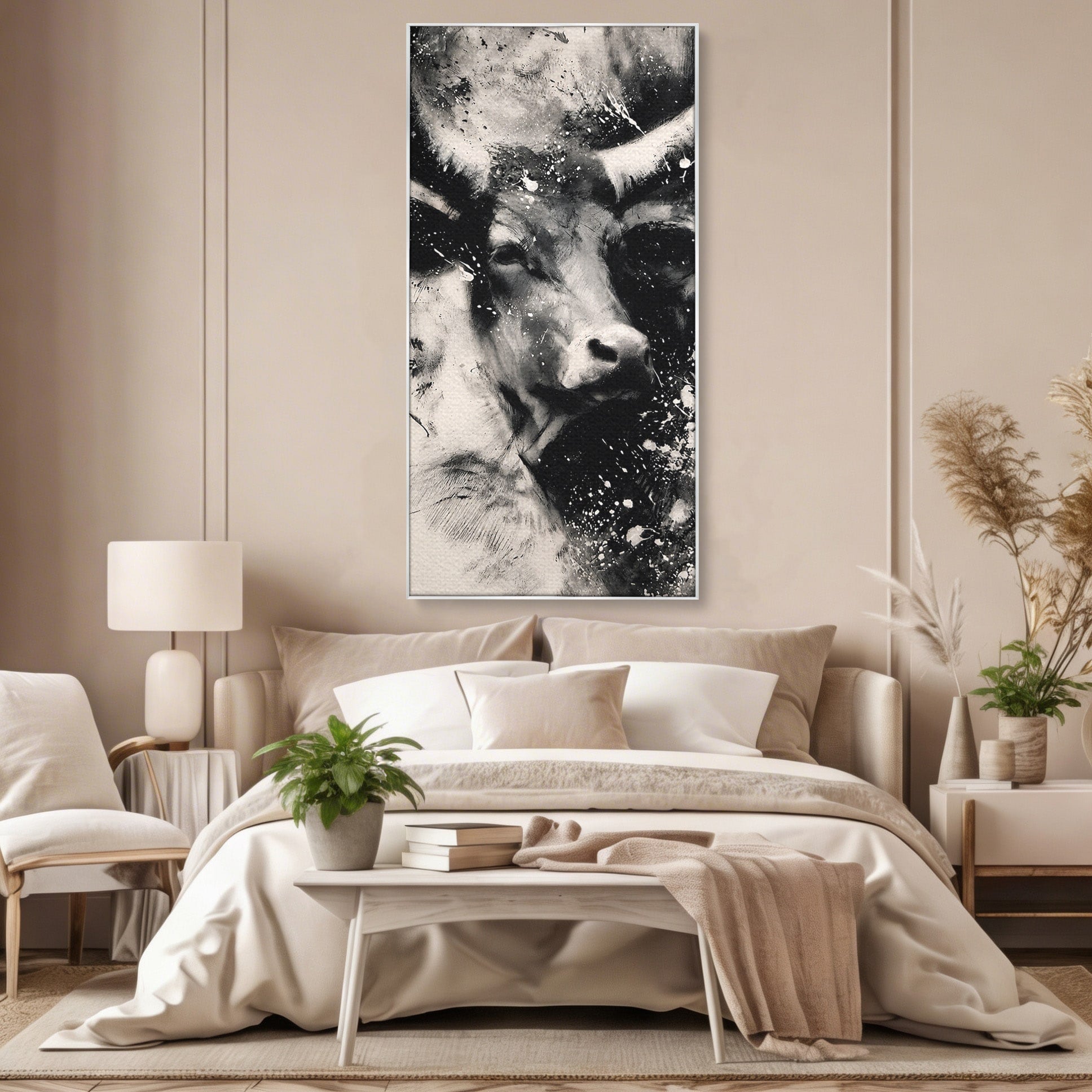 Tablou Canvas Premium LuxCanva® M1566, Taurul Impunator, Taur, Animale, Abstract, Putere, Living, Dormitor, Culori Vibrante