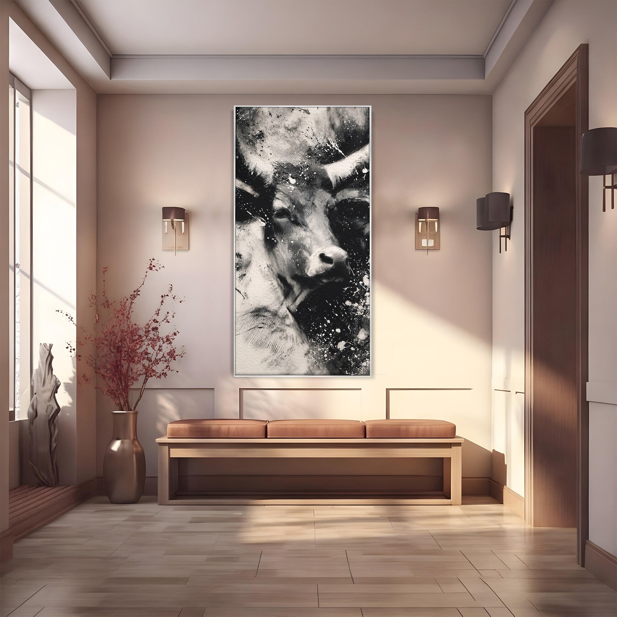 Tablou Canvas Premium LuxCanva® M1566, Taurul Impunator, Taur, Animale, Abstract, Putere, Living, Dormitor, Culori Vibrante