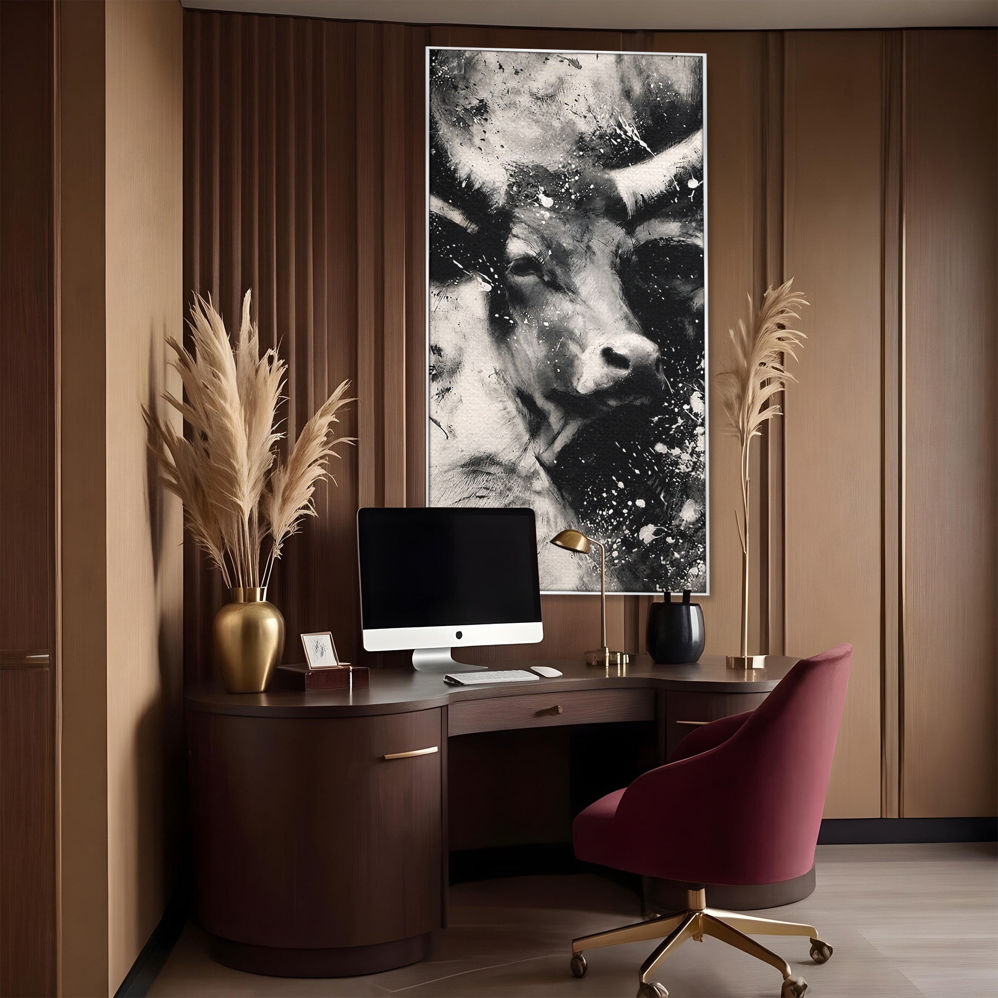 Tablou Canvas Premium LuxCanva® M1566, Taurul Impunator, Taur, Animale, Abstract, Putere, Living, Dormitor, Culori Vibrante