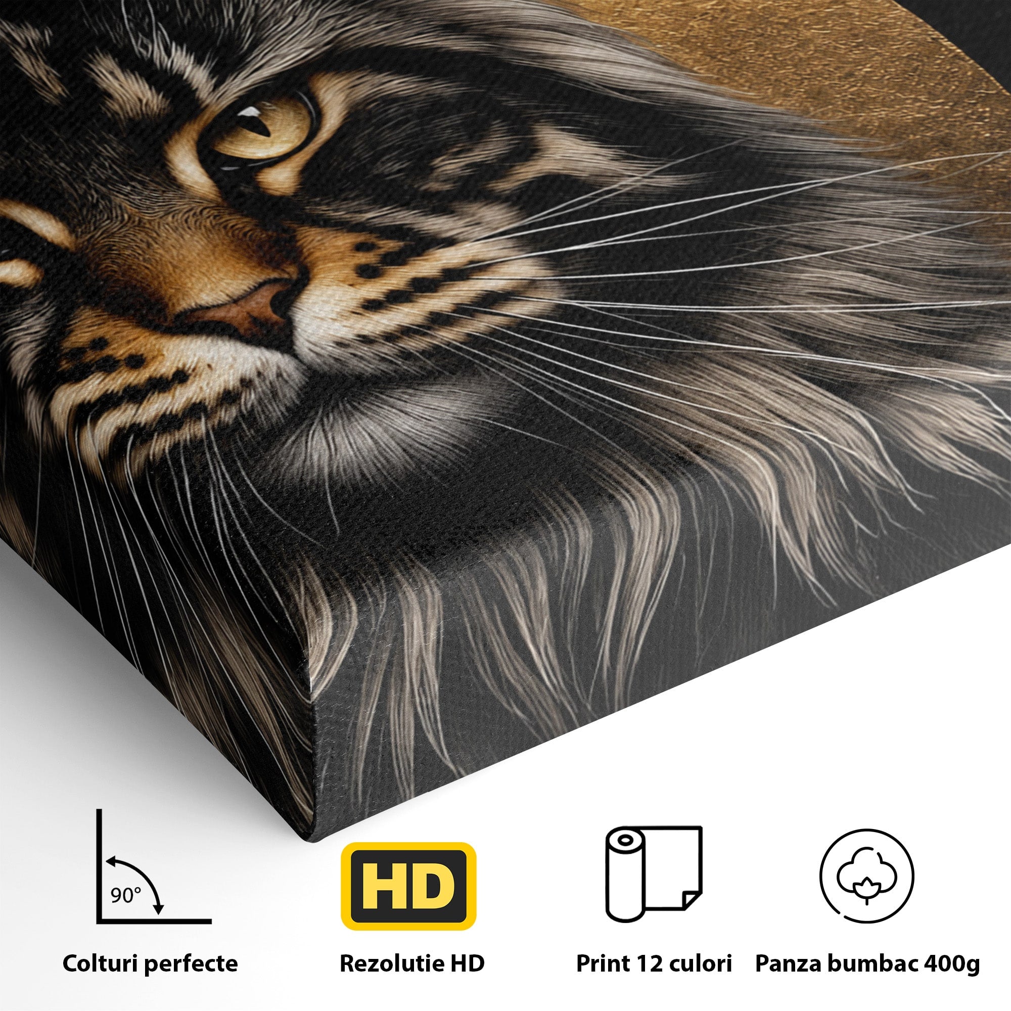 Tablou Canvas Premium LuxCanva® M1569, Pisica Regala, Pisica, Animale, Eleganta, Portret, Living, Birou, Culori Vibrante