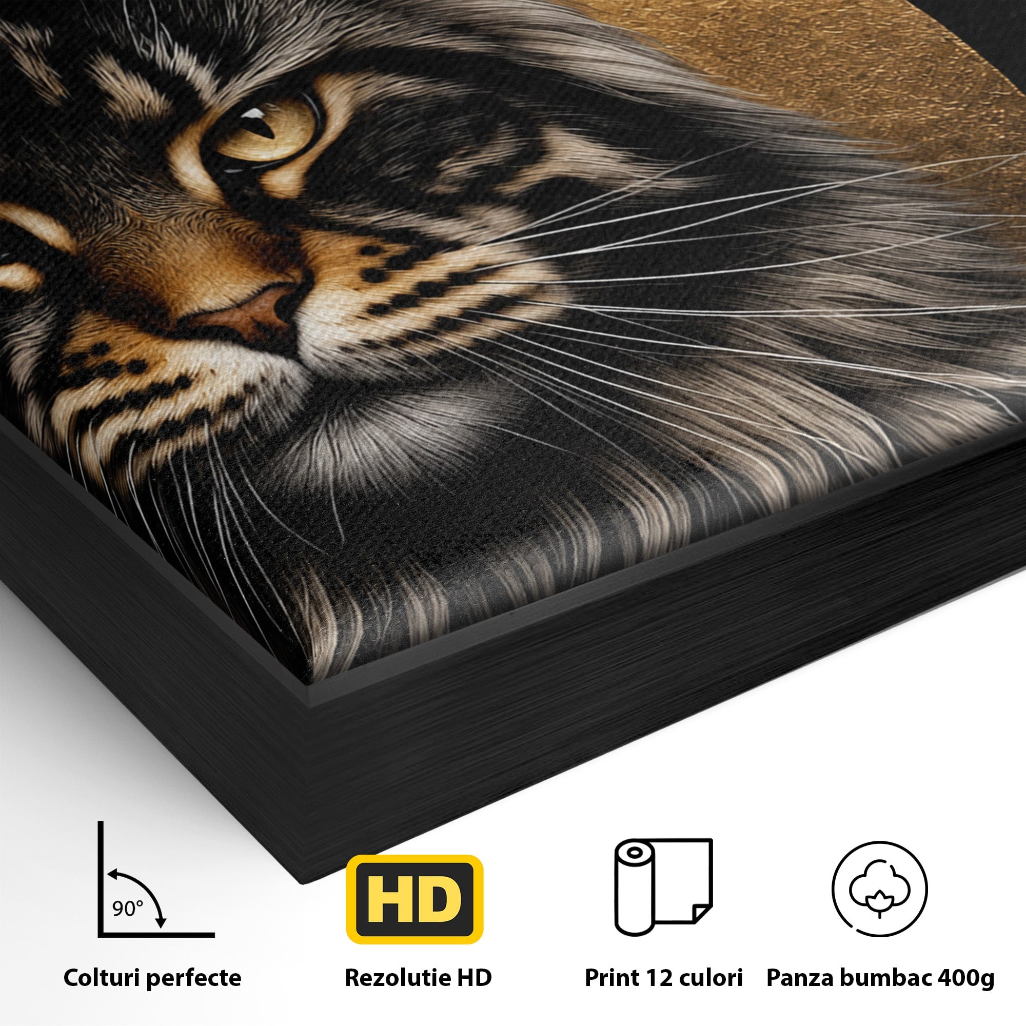 Tablou Canvas Premium LuxCanva® M1569, Pisica Regala, Pisica, Animale, Eleganta, Portret, Living, Birou, Culori Vibrante
