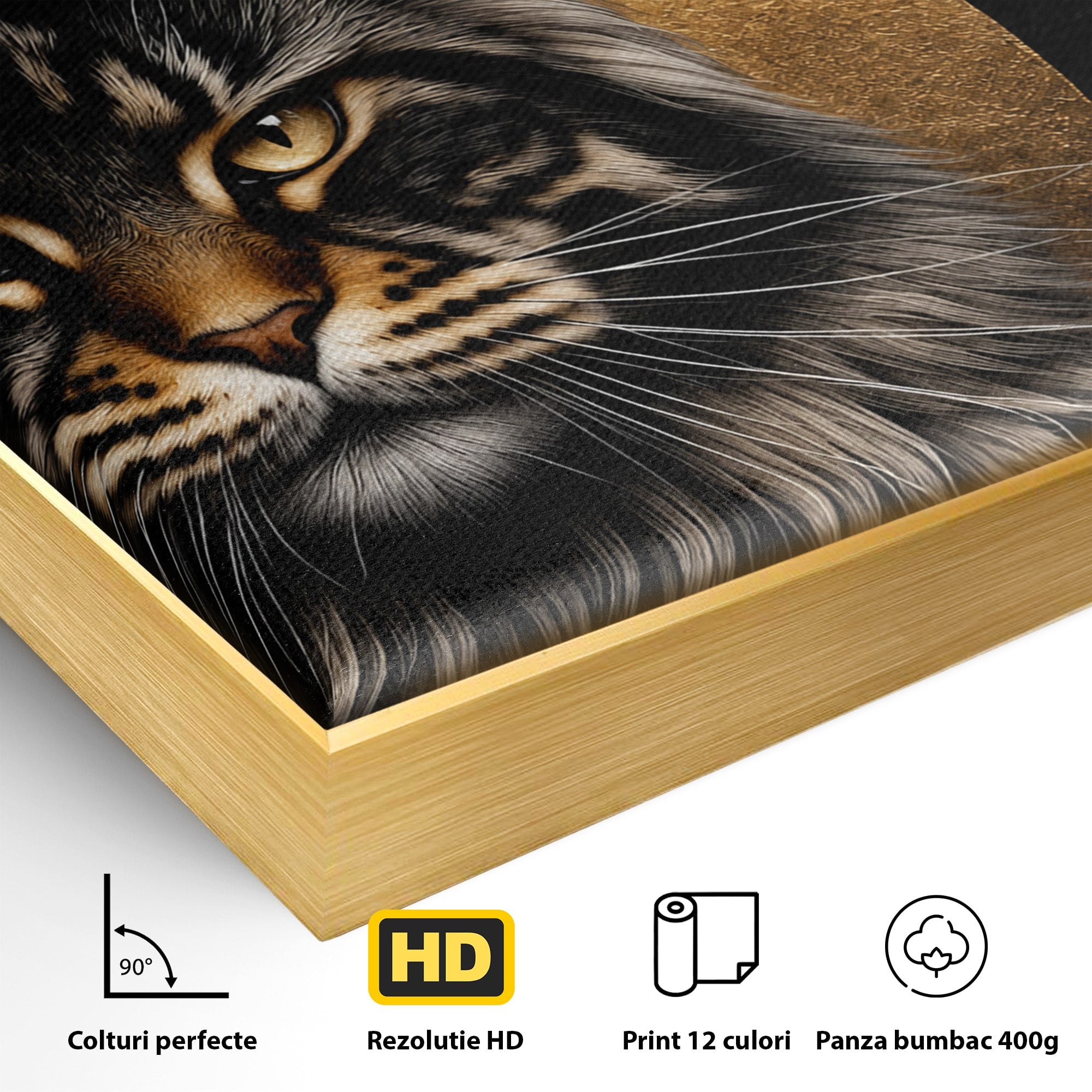 Tablou Canvas Premium LuxCanva® M1569, Pisica Regala, Pisica, Animale, Eleganta, Portret, Living, Birou, Culori Vibrante