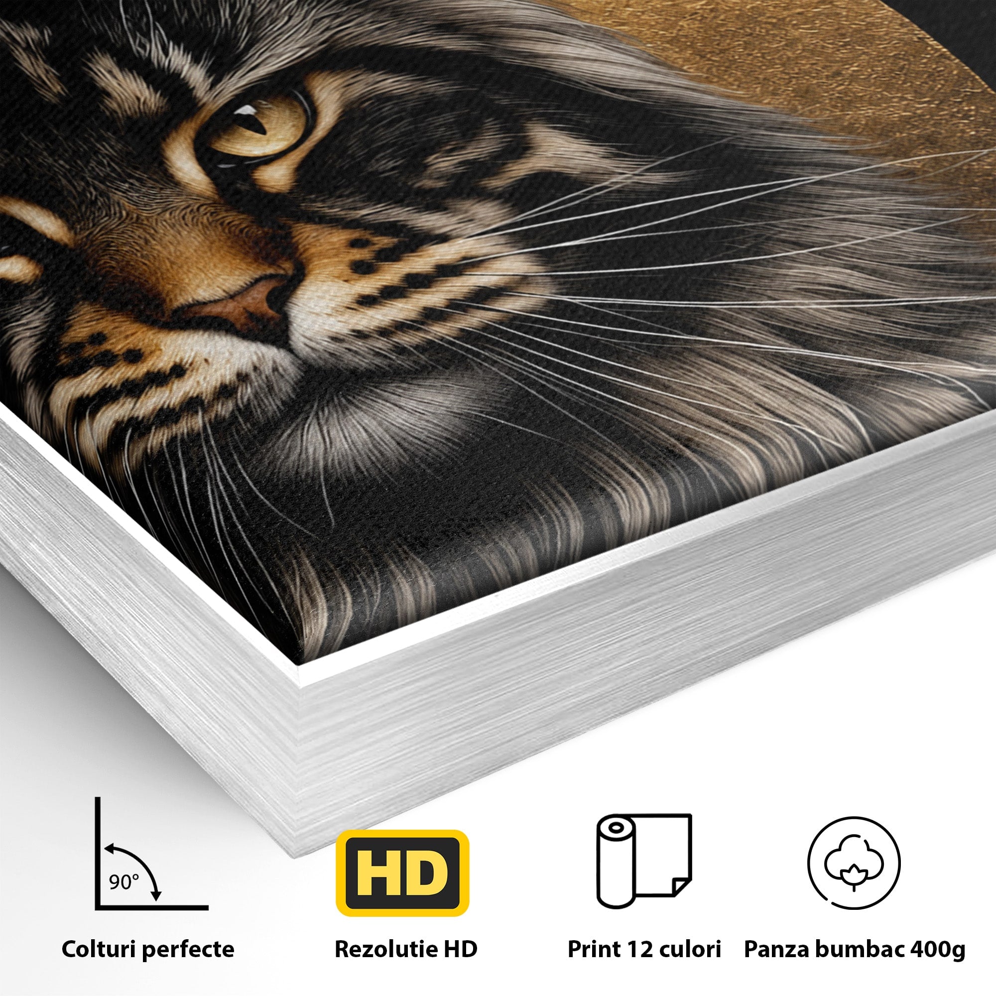 Tablou Canvas Premium LuxCanva® M1569, Pisica Regala, Pisica, Animale, Eleganta, Portret, Living, Birou, Culori Vibrante